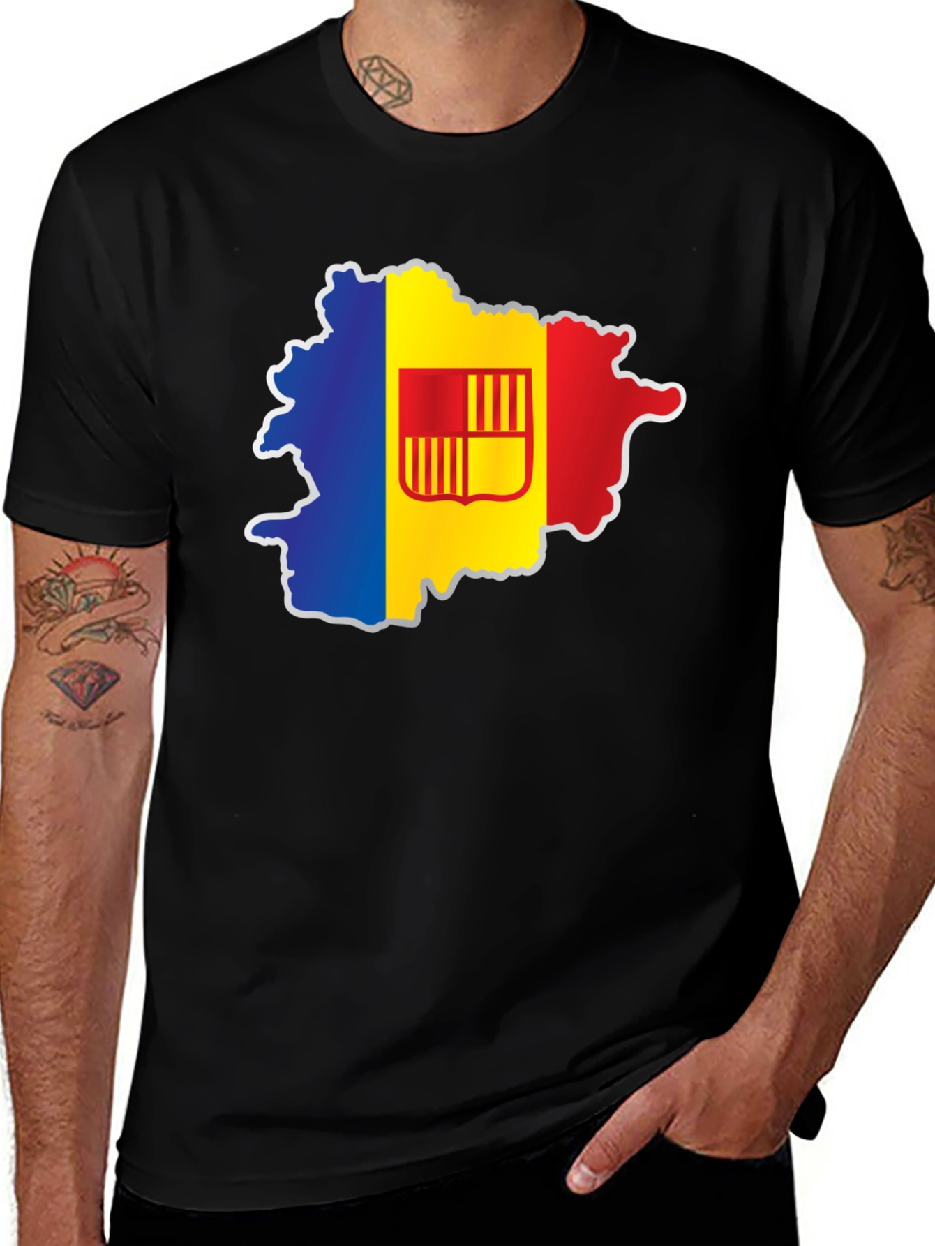 Variant 11 of Andorra Flag Map T-Shirt