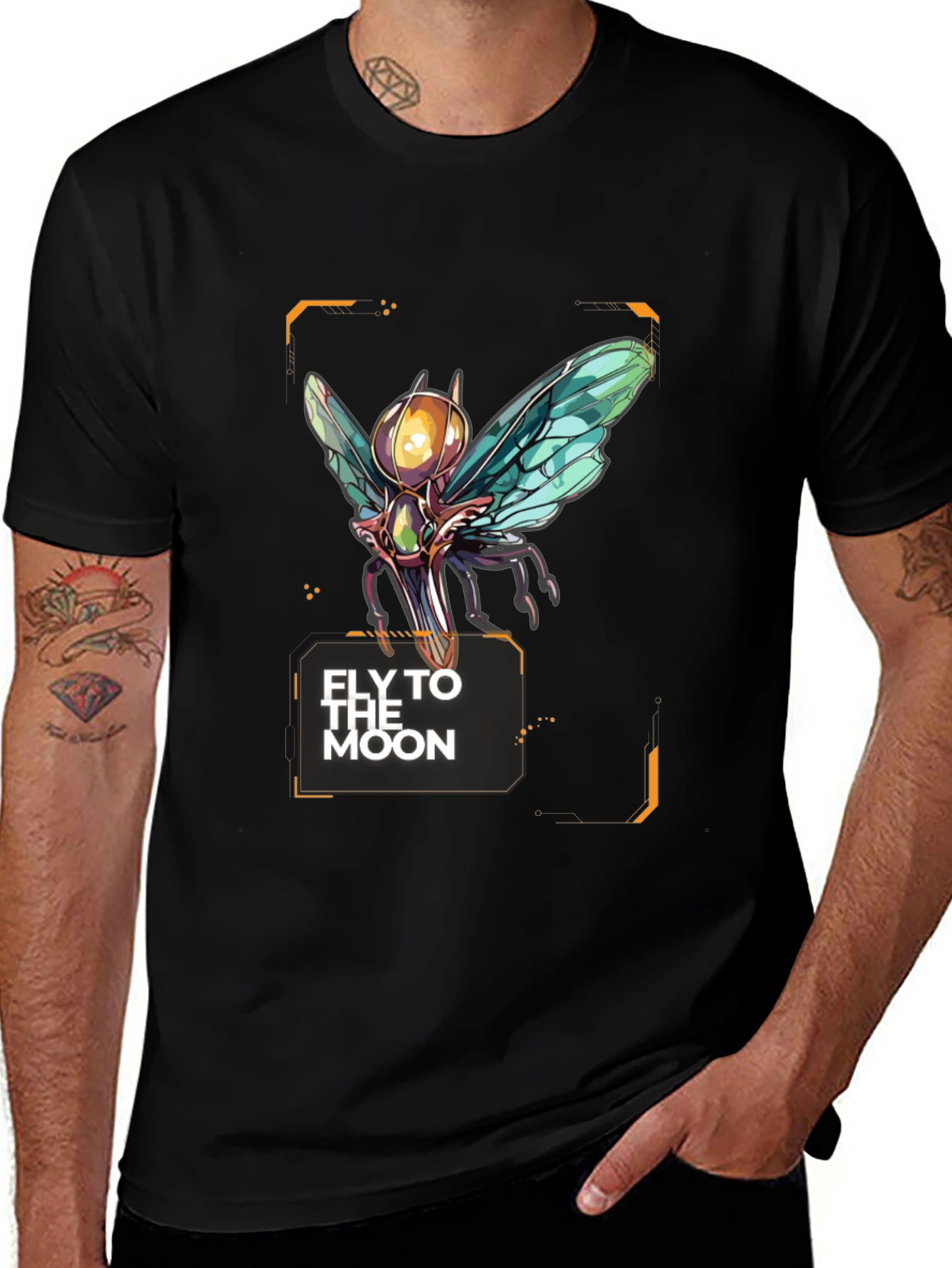 Variant 16 of Fly To The Moon Graphic Tee - Sci-Fi Bug Print