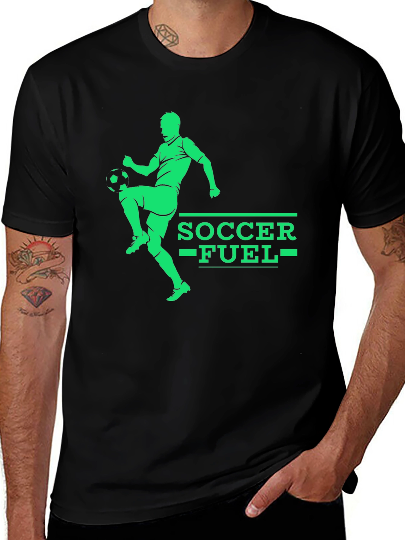 Variant 30 of Soccer Fuel Graphic Tee - Black Cotton