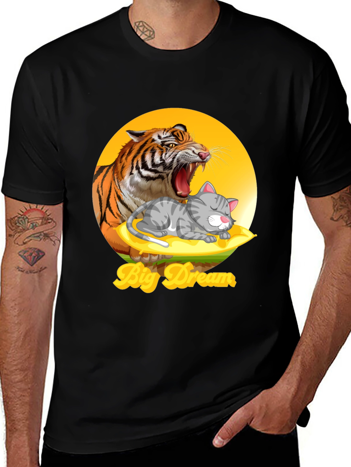 Variant 17 of Big Dream T-Shirt - Cat & Tiger Graphic Tee