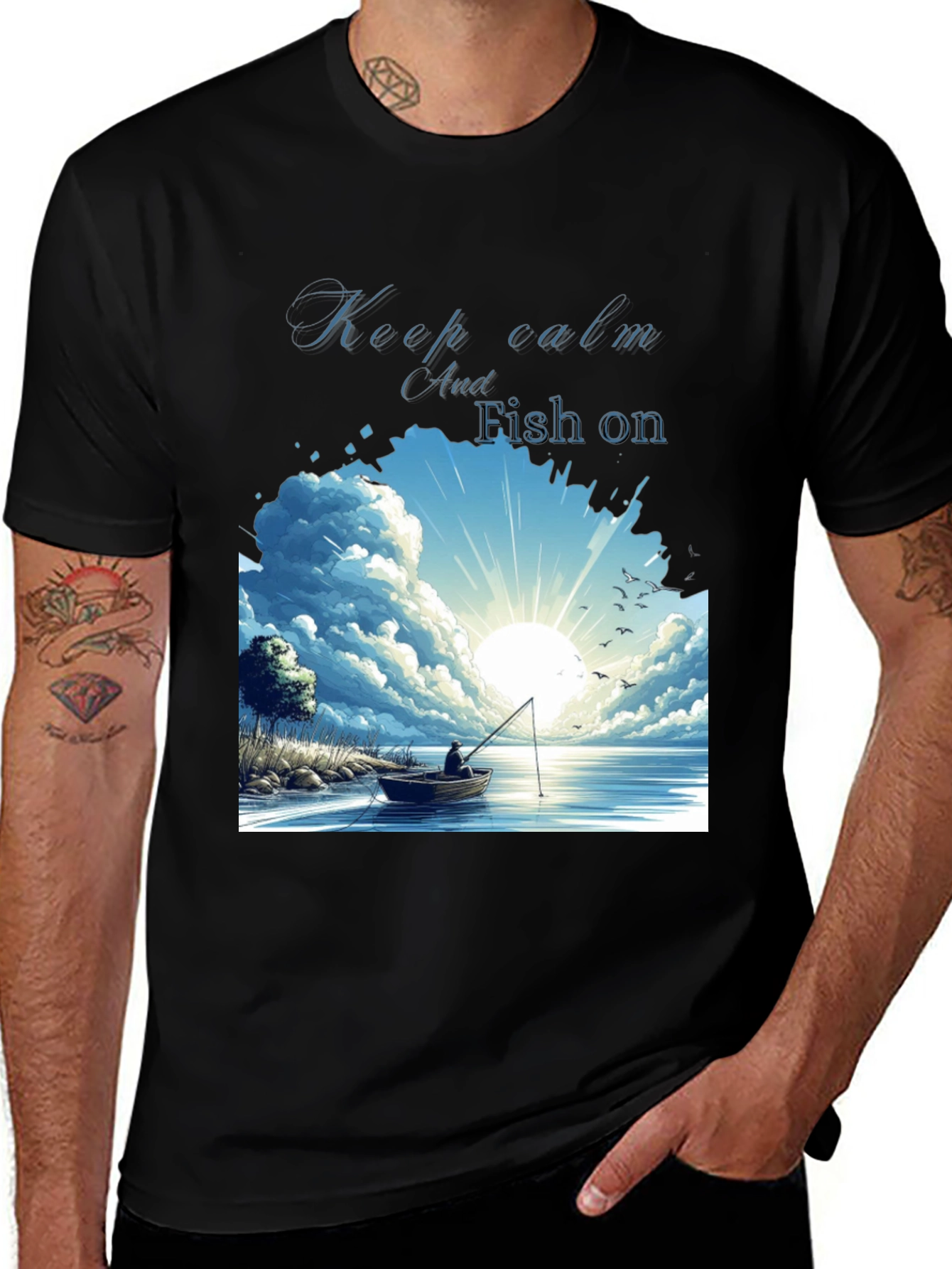 Variant 13 of Keep Calm and Fish On Black T-Shirt