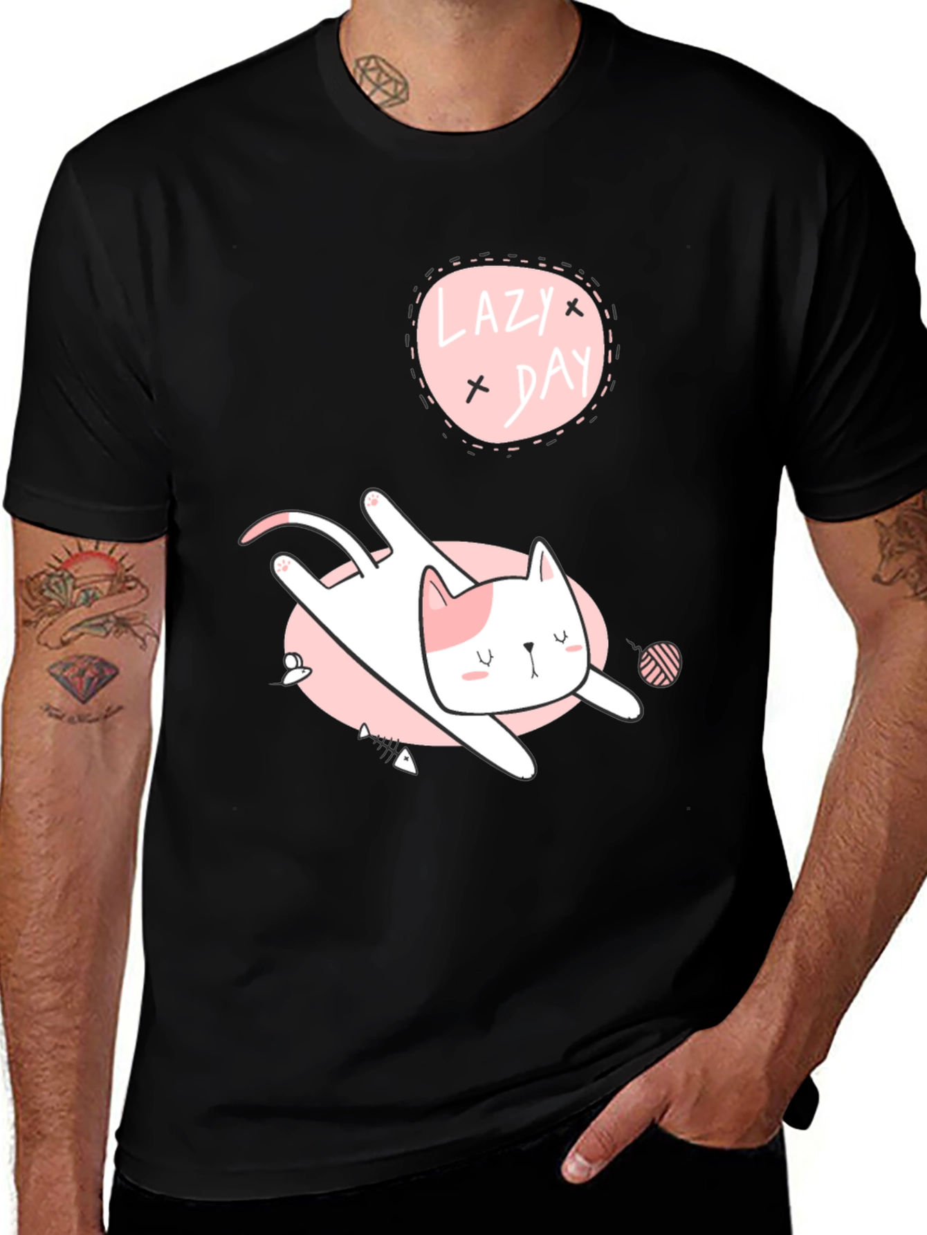 Variant 13 of Lazy Day Cat Graphic Tee - Soft Cotton Comfort