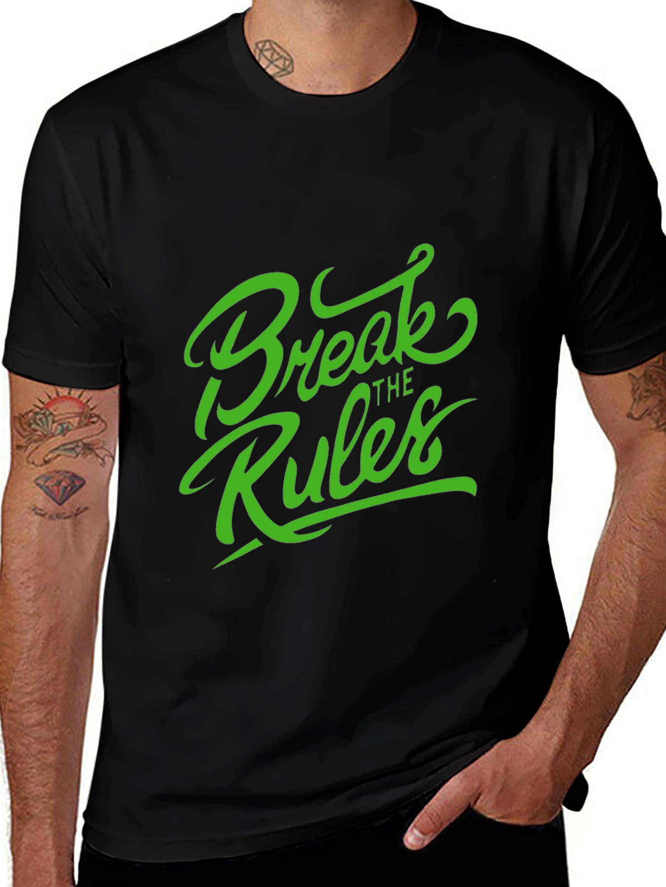 Variant 13 of Break the Rules Graphic Tee - Trendy Black T-Shirt