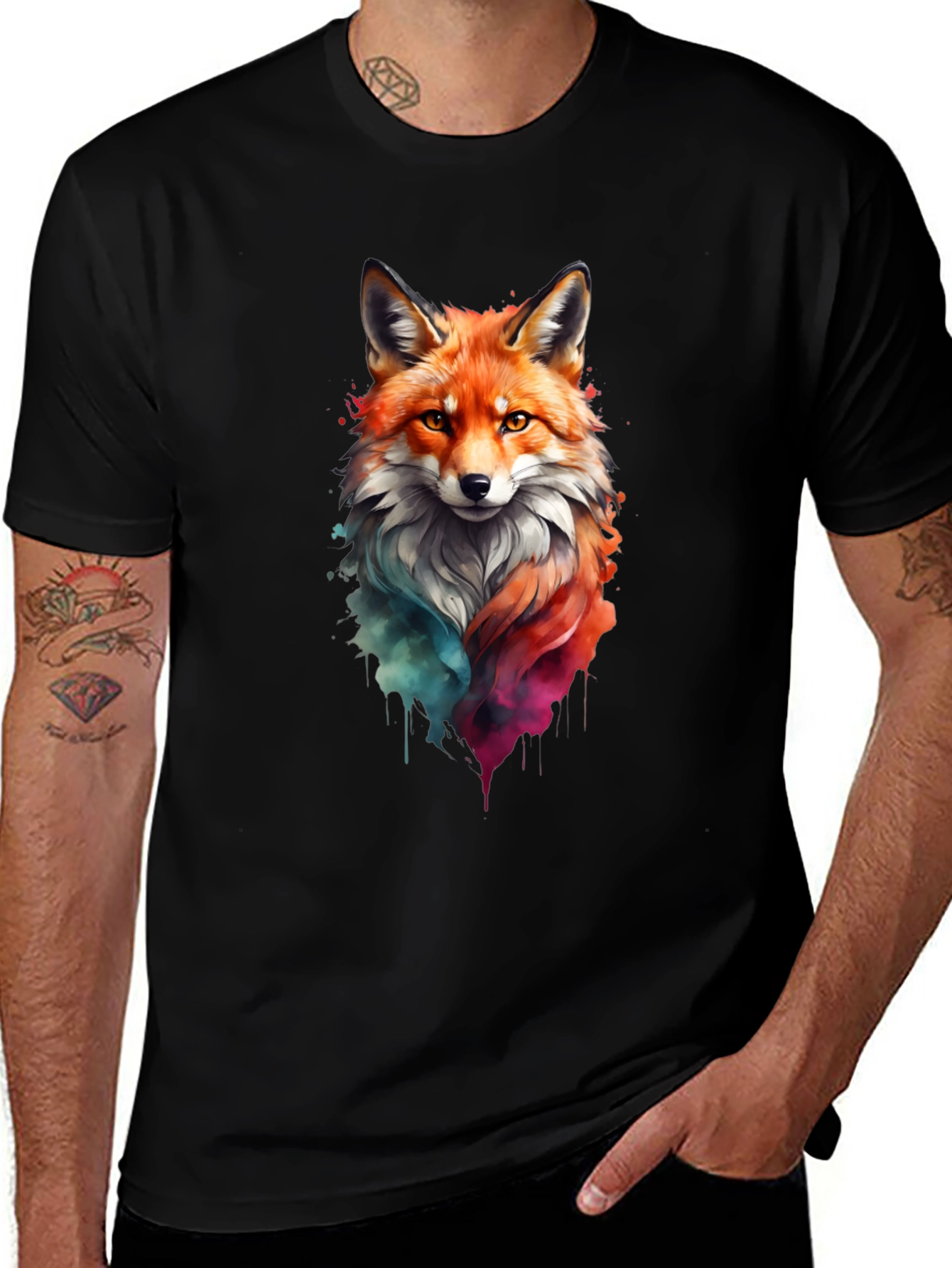 Variant 19 of Fox Watercolor Graphic Tee - Unique Artistic Design