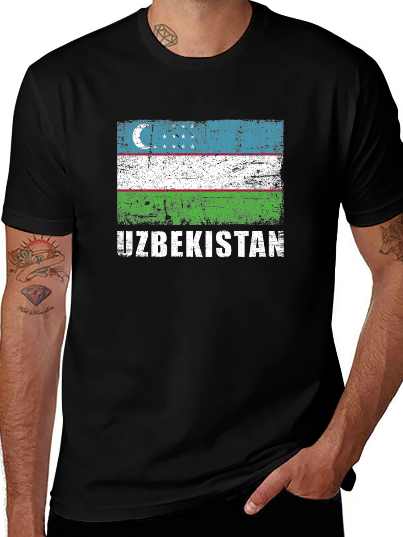 Variant 19 of Uzbekistan Flag Graphic T-Shirt