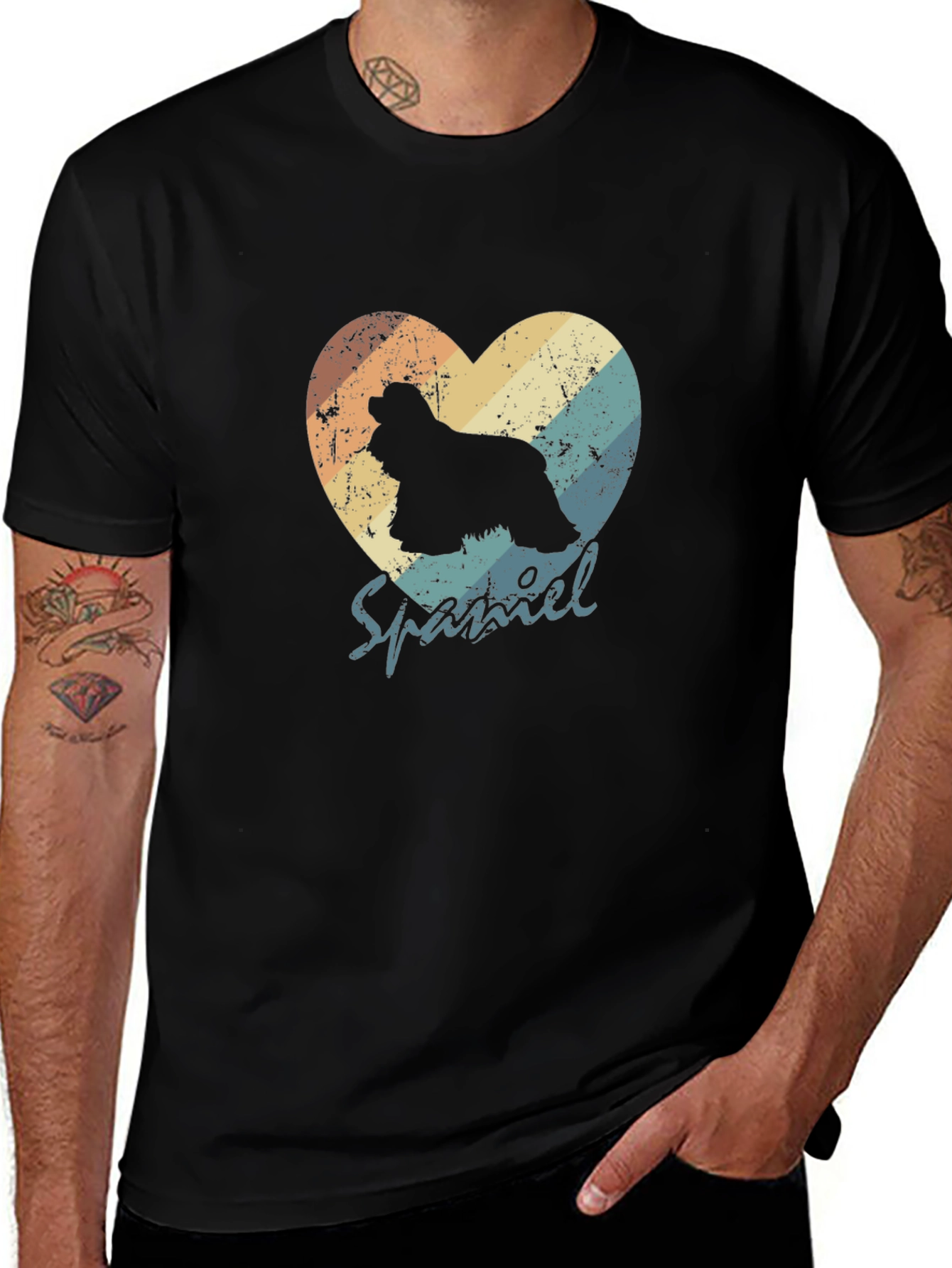Vintage Spaniel Heart T-Shirt - Dog Lover Tee