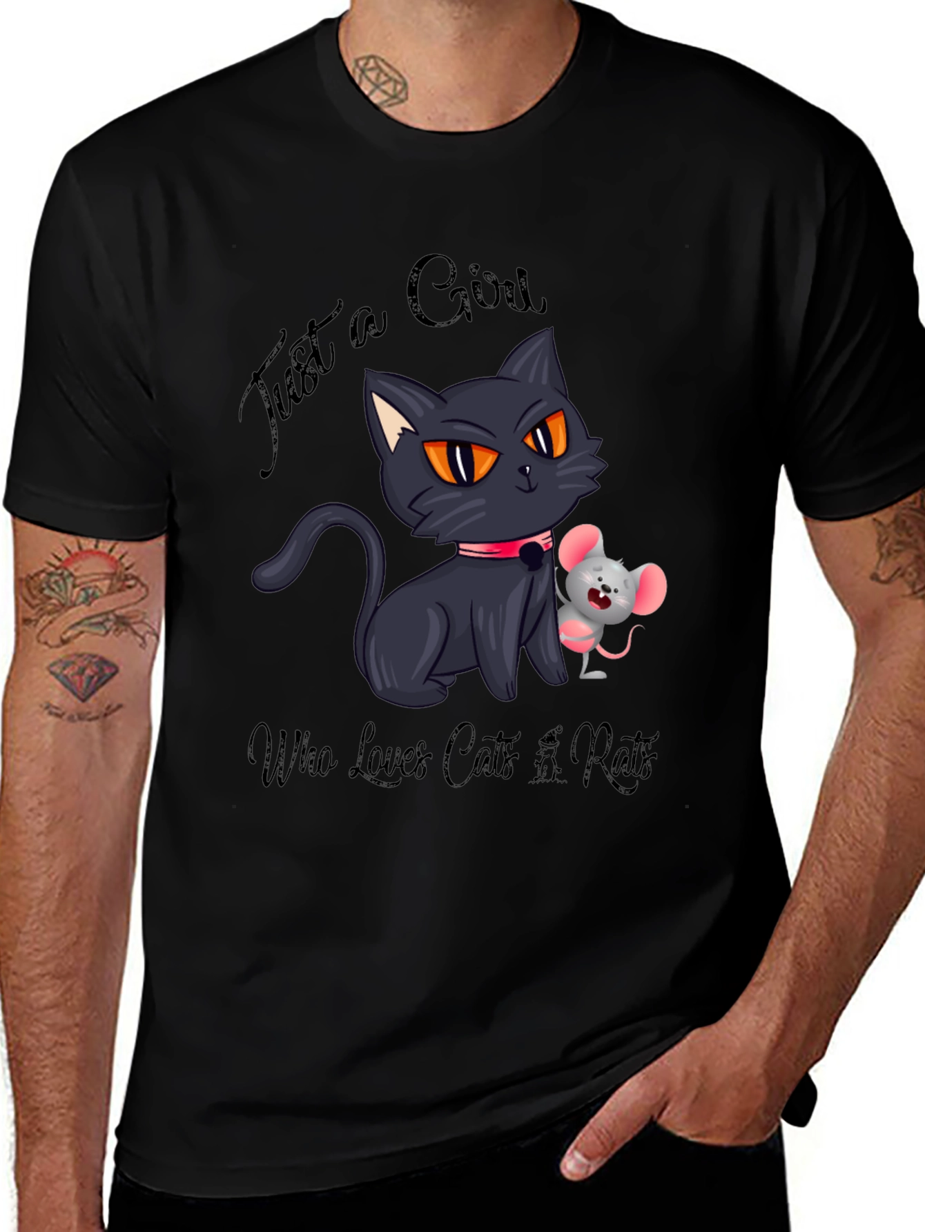 Variant 10 of Cute Cat and Mouse Graphic Tee