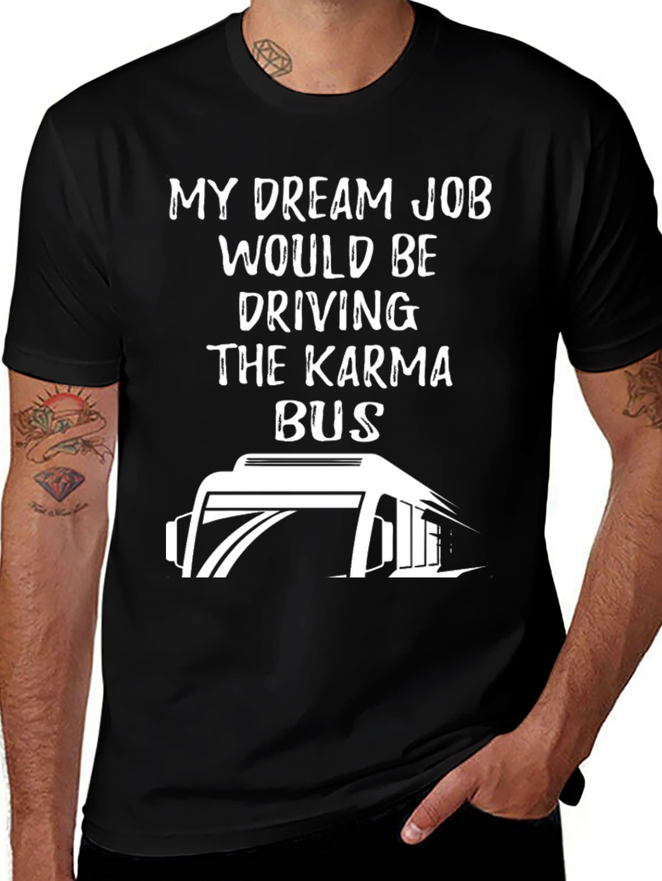 Variant 8 of Karma Bus T-Shirt: Funny Slogan Graphic Tee