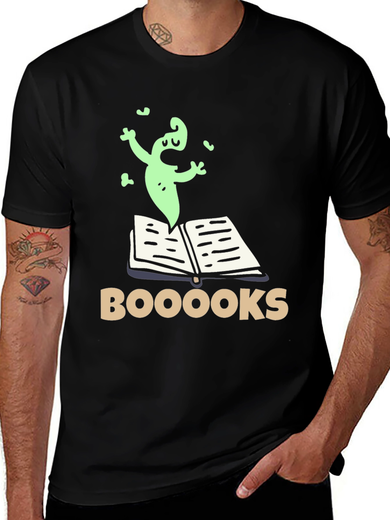 Variant 4 of Booooks! Funny Ghost Reading T-Shirt