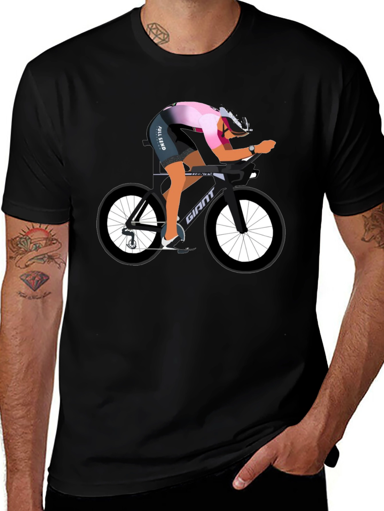 Variant 12 of Cyclist on Bike Graphic Tee - Black