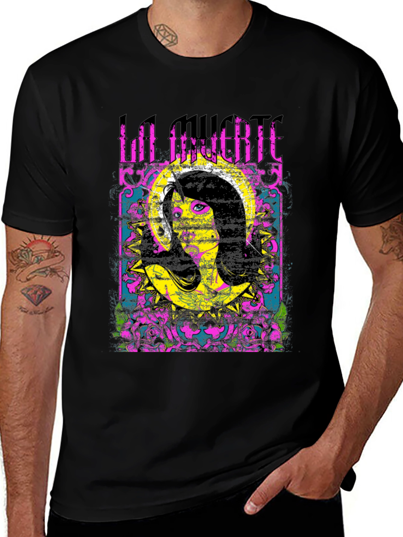 Variant 3 of La Muerte Graphic Print Black T-Shirt