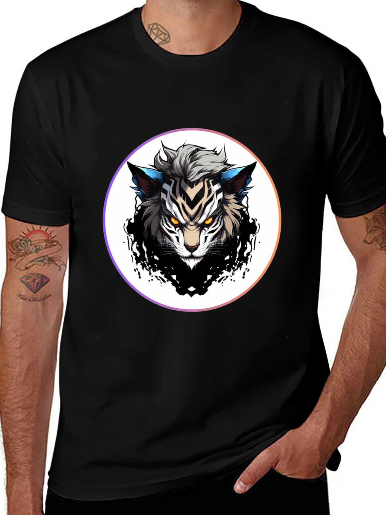 Variant 19 of Tiger Graphic Black Tee - Stylish & Unique Design