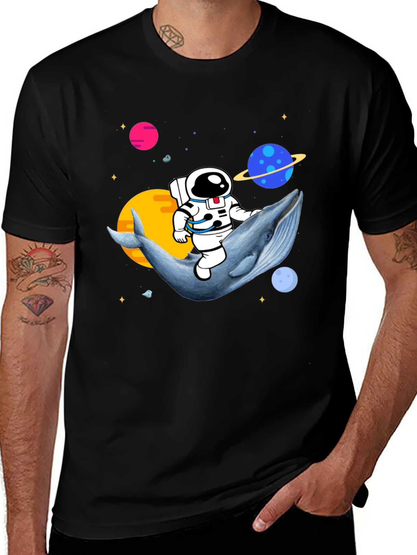 Variant 6 of Astronaut Riding Whale T-Shirt - Space Graphic Tee