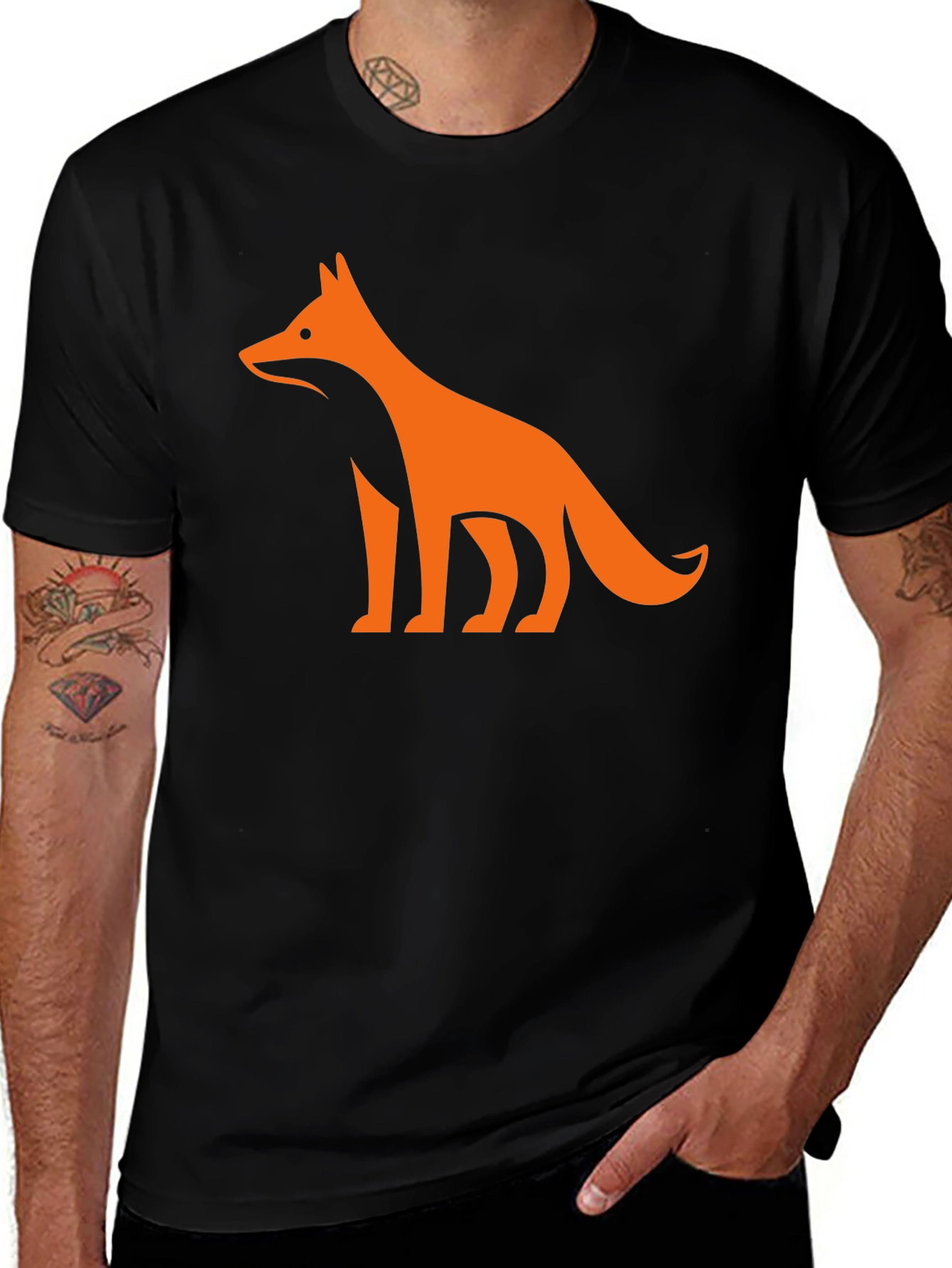 Variant 10 of Modern Fox Graphic Tee - Black Casual Shirt