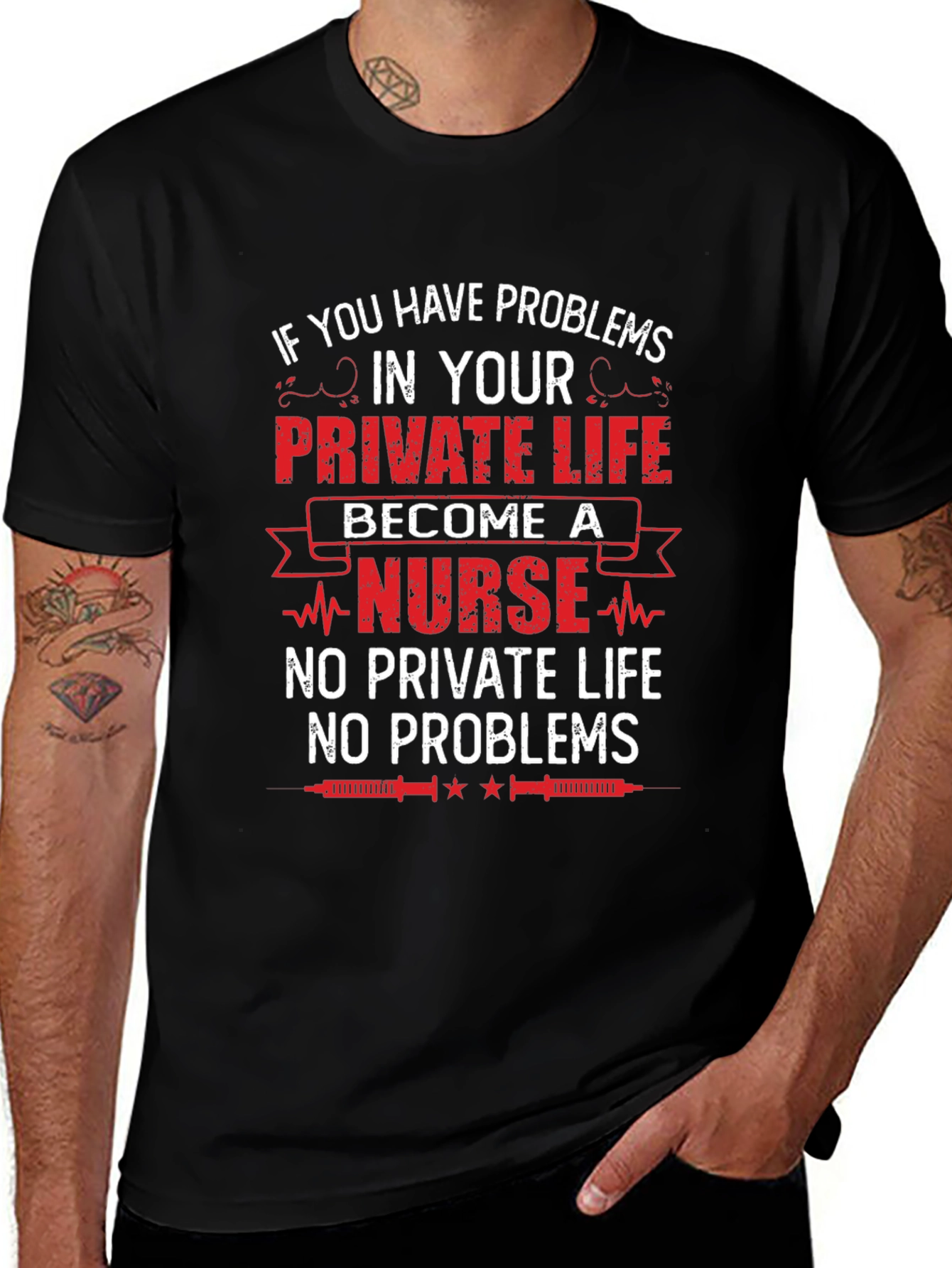 Black Nurse Life T-Shirt - No Private Life, No Problems main image