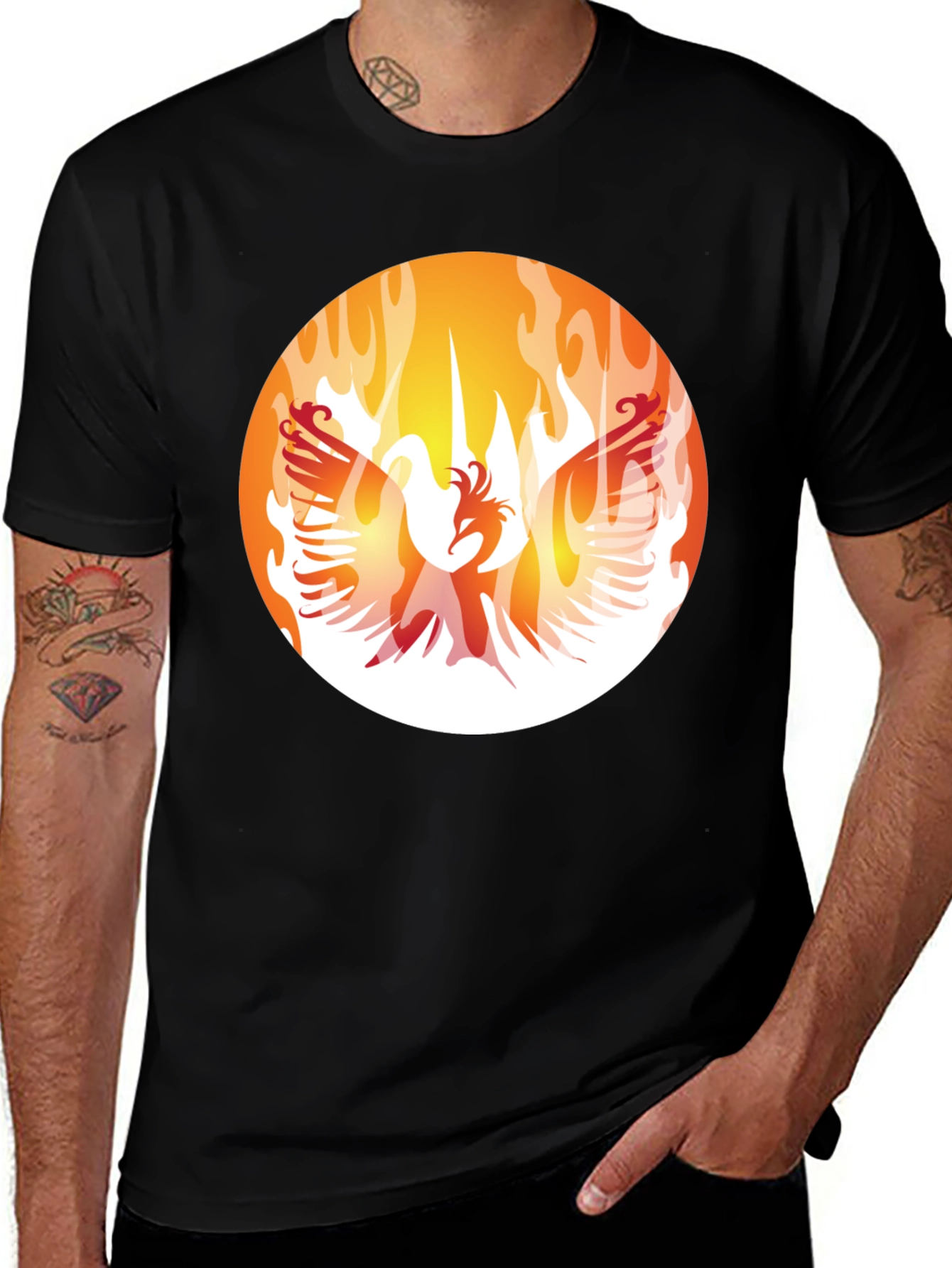 Variant 20 of Fiery Phoenix Graphic Black T-Shirt