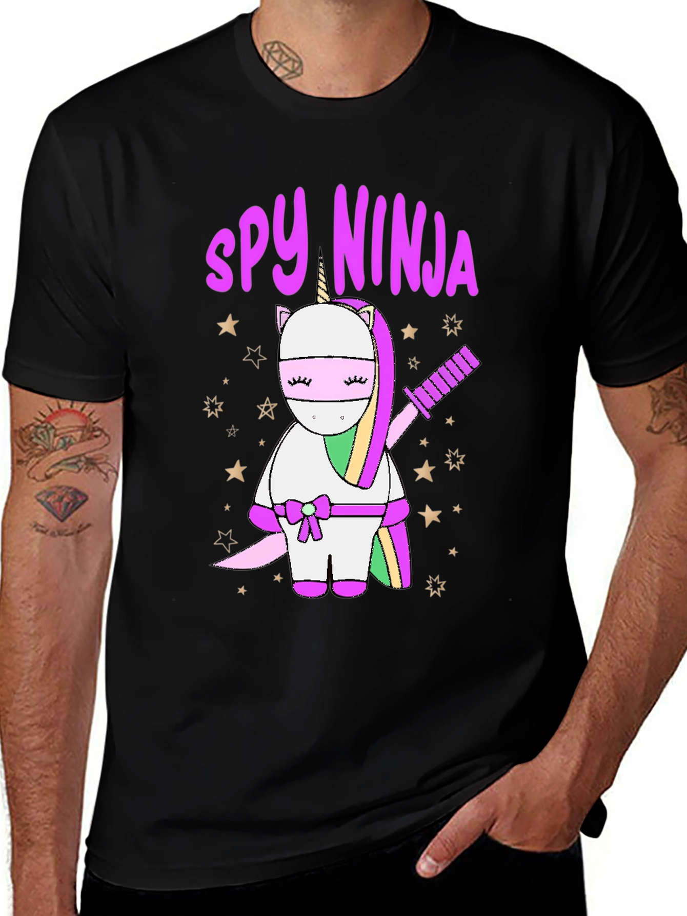Variant 6 of Spy Ninja Unicorn Graphic Tee - Novelty T-Shirt