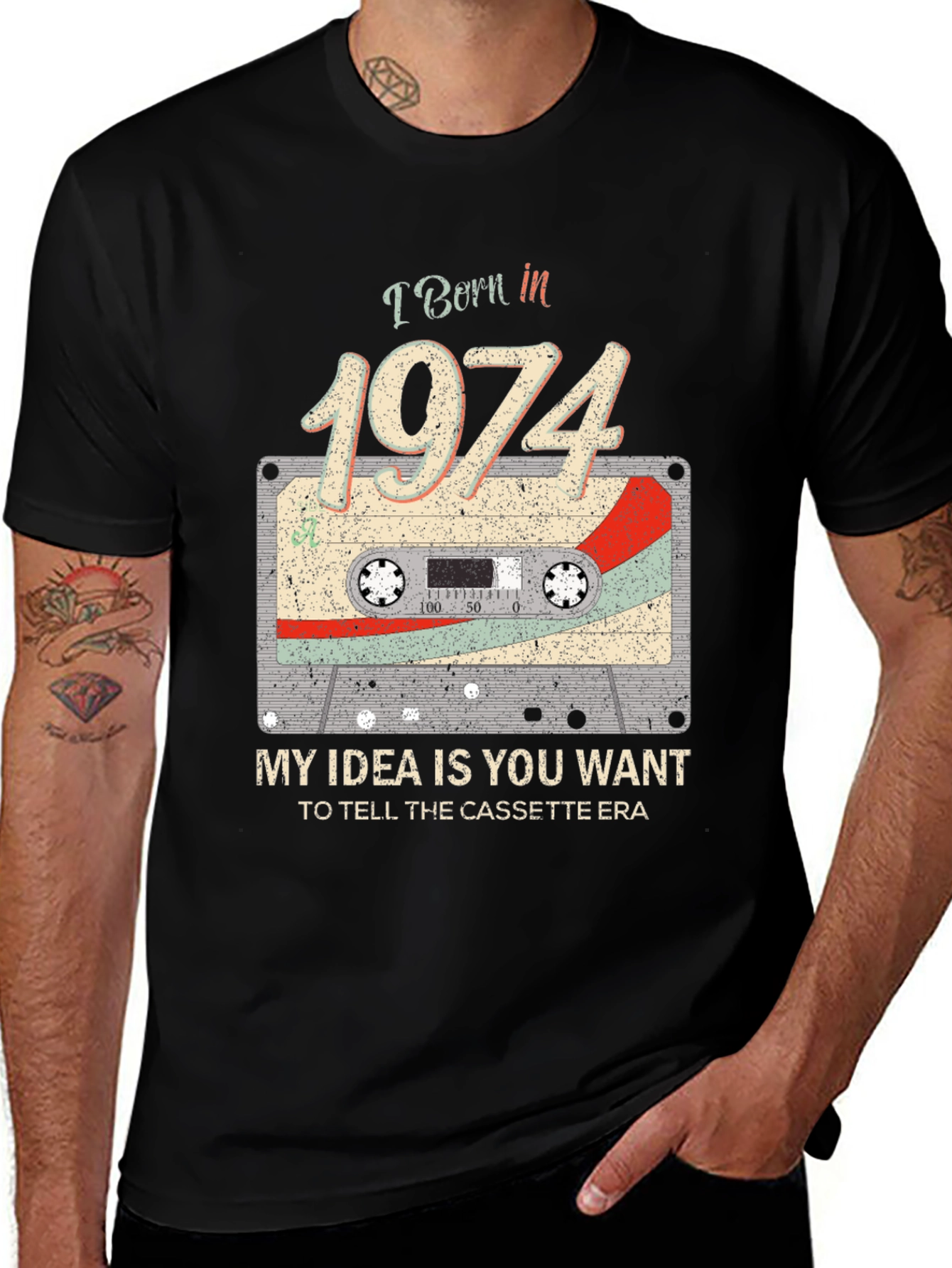Variant 30 of Born in 1974 Cassette Tape Era T-Shirt