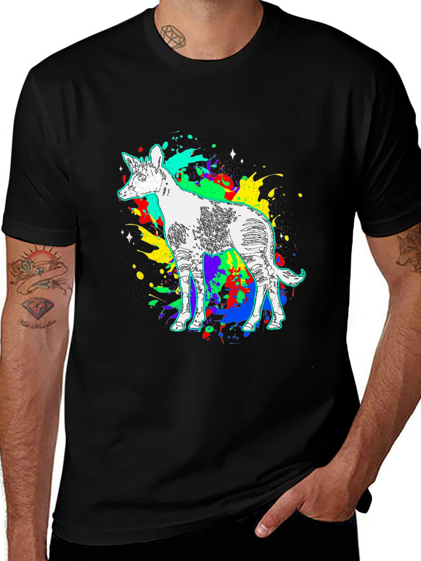 Variant 27 of Abstract Zebra Graphic Print Black T-Shirt