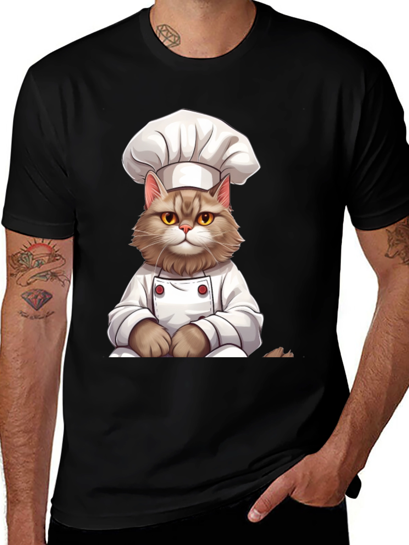 Variant 2 of Chef Cat Graphic T-Shirt - Funny Feline Cook Tee