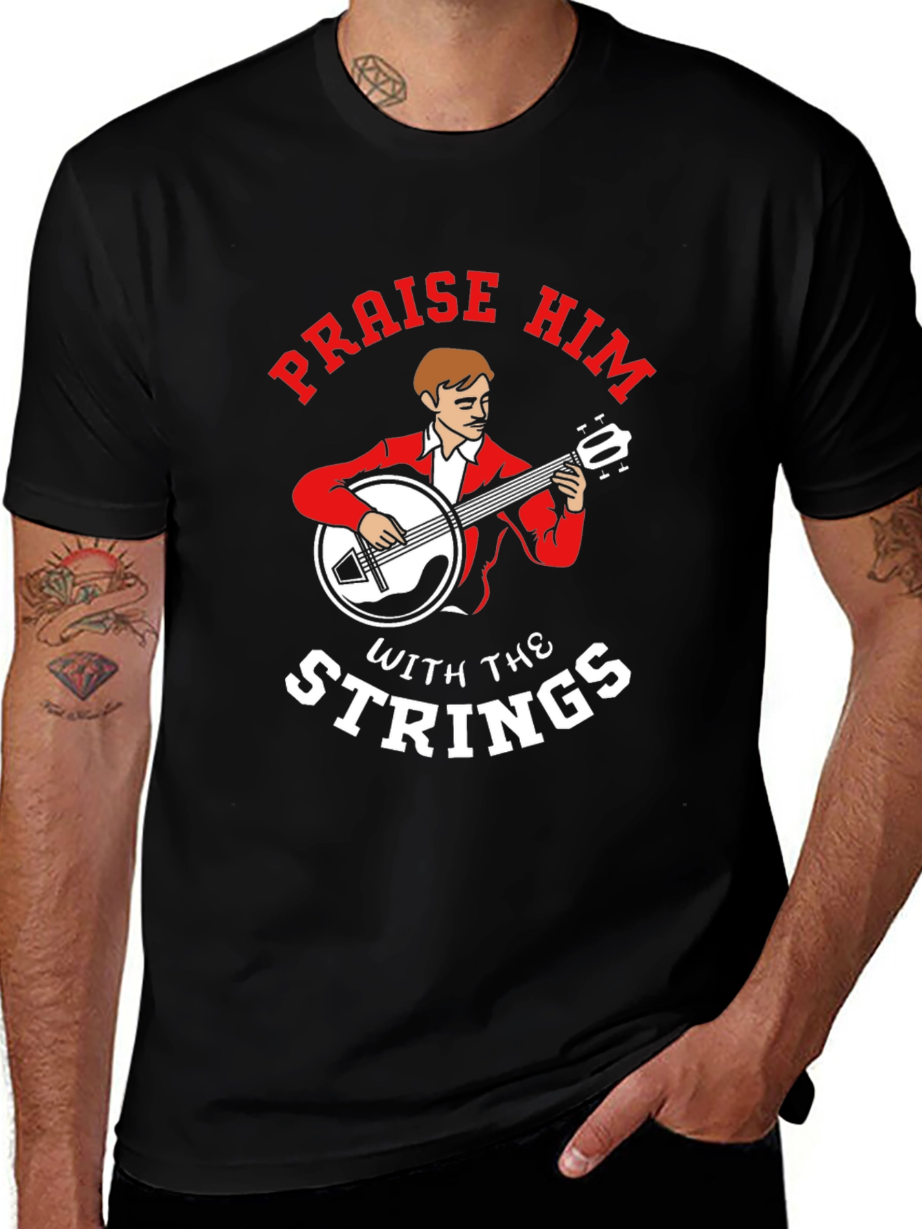 Variant 9 of Praise Him With The Strings Black T-Shirt