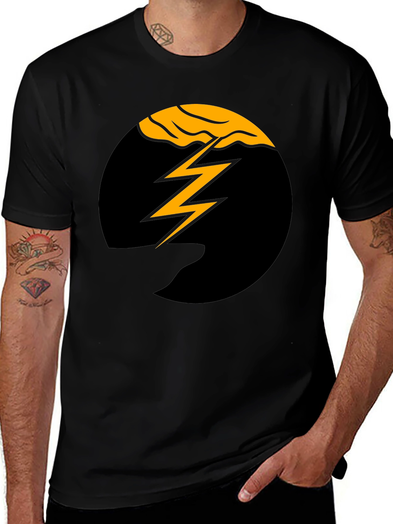 Variant 15 of Black Lightning Bolt Graphic Tee