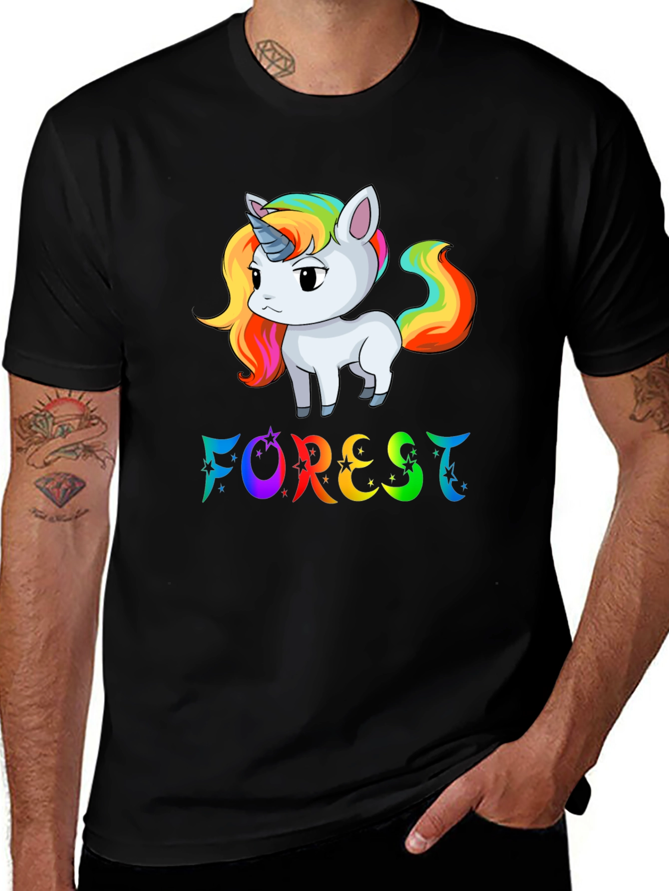 Variant 6 of Rainbow Unicorn 'Forest' Graphic T-Shirt