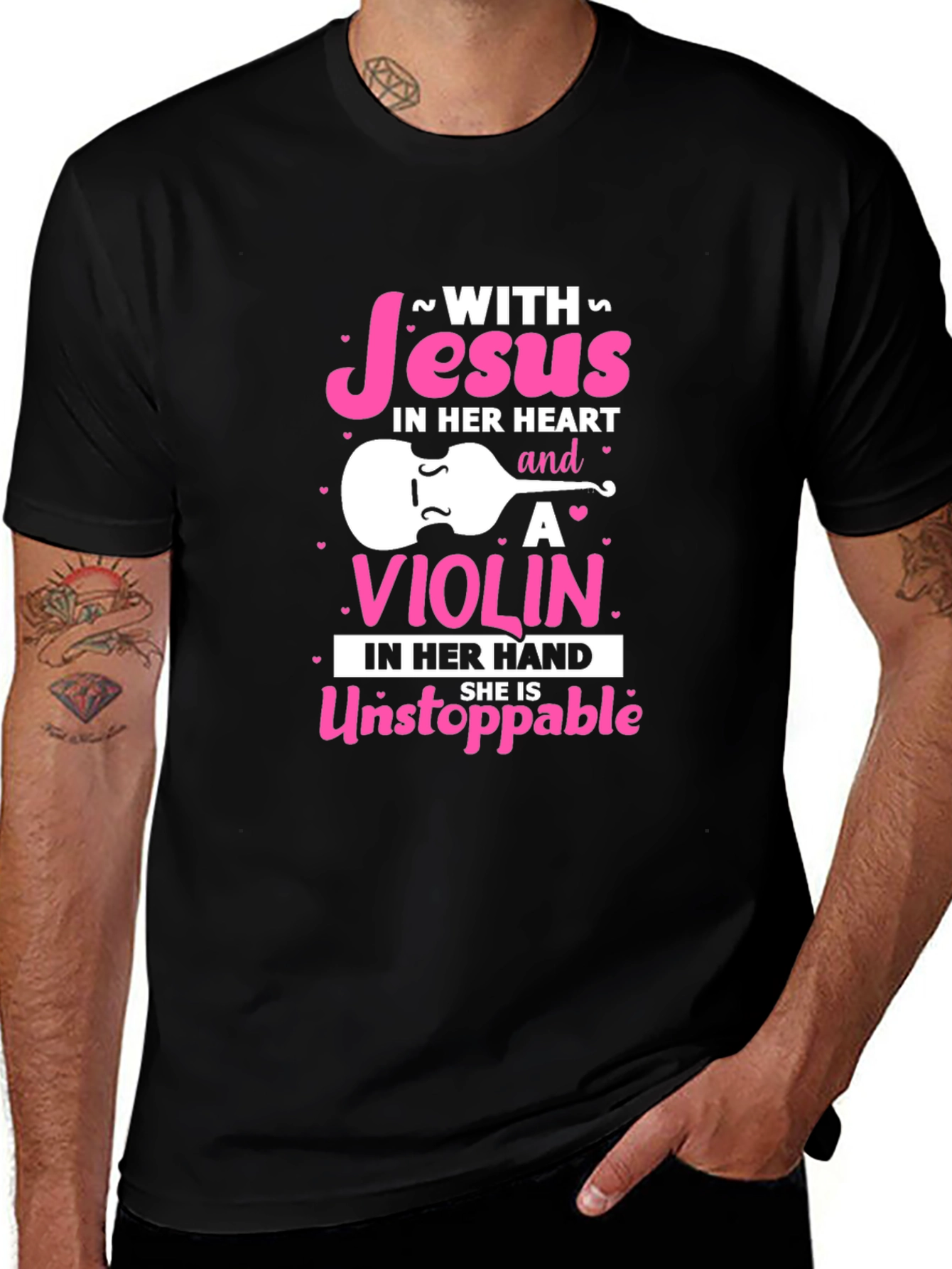 Jesus & Violin T-Shirt - Unstoppable Christian Musician Tee