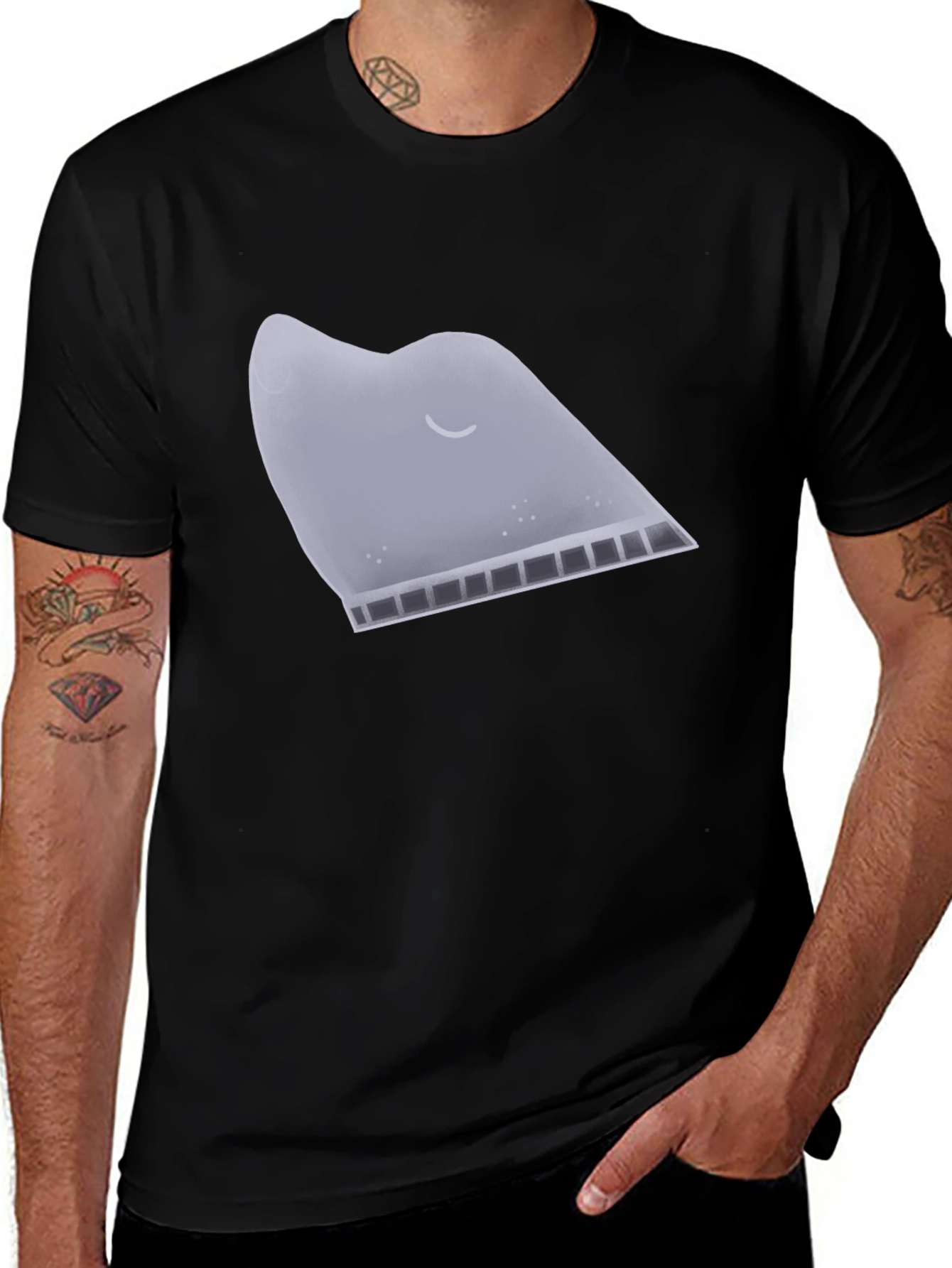 Variant 4 of Men's Black Tee - Sleepy Teabag Design