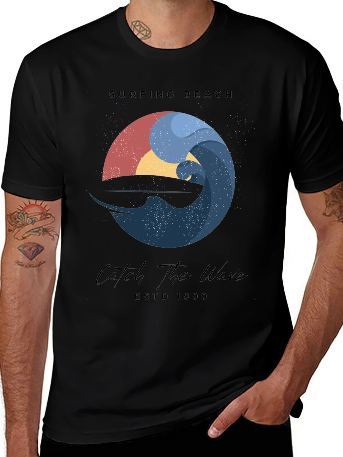 Variant 2 of Surfing Beach Wave Graphic T-Shirt