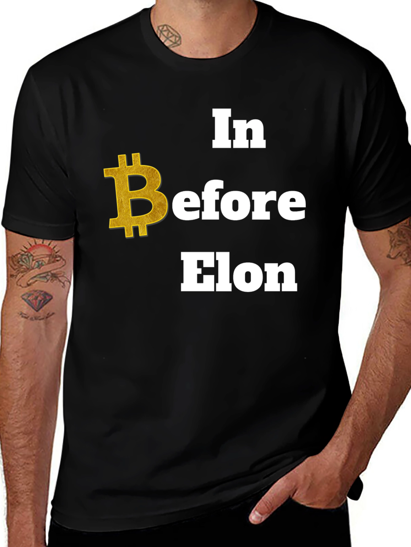 Bitcoin Before Elon Black Graphic Tee