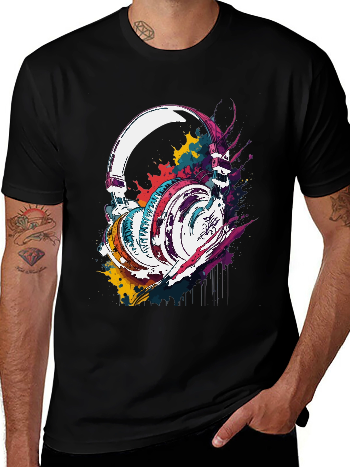 Variant 27 of Colorful Headphones Graphic T-Shirt