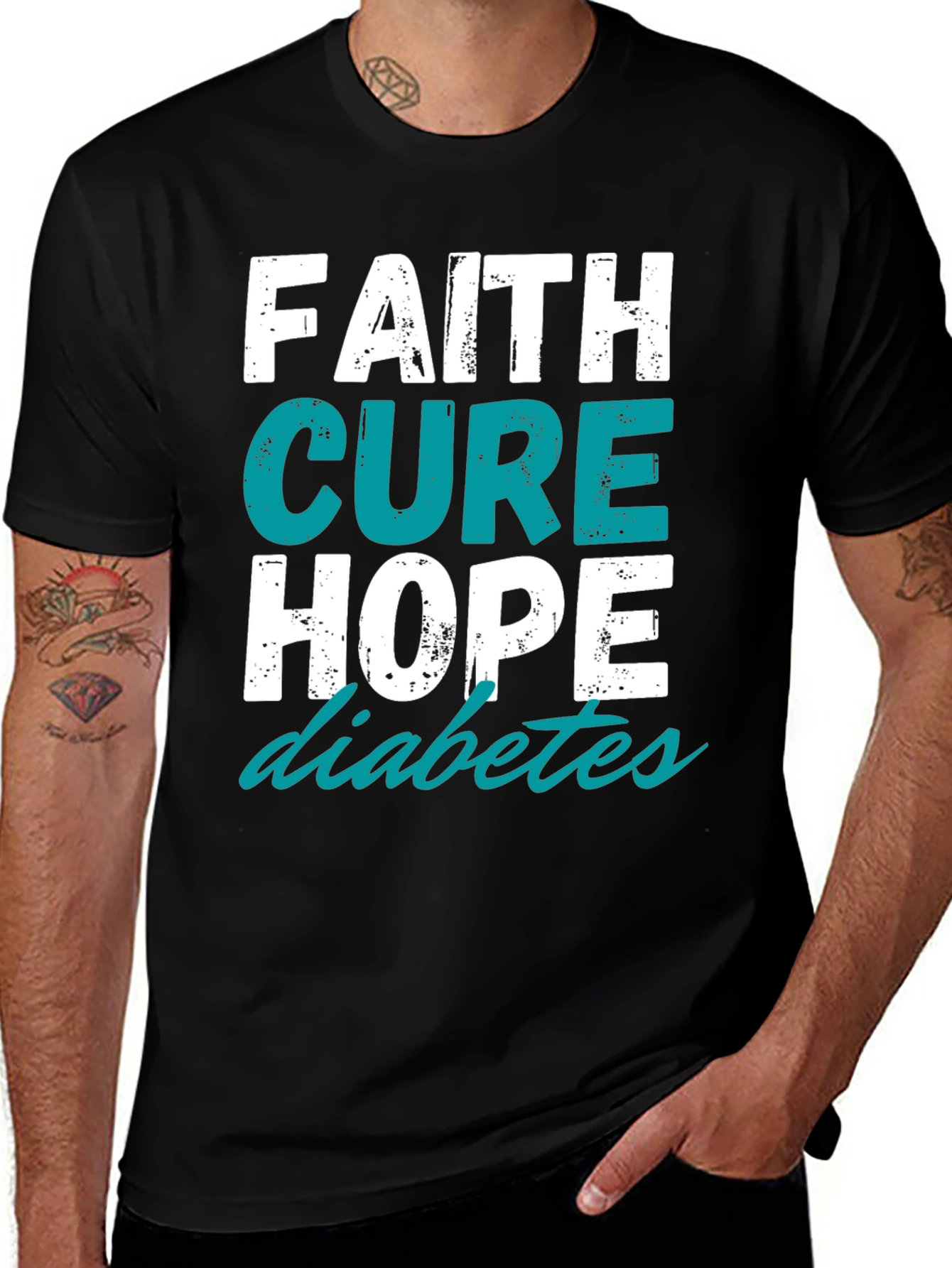 Variant 24 of Faith, Cure, Hope - Diabetes Awareness T-Shirt