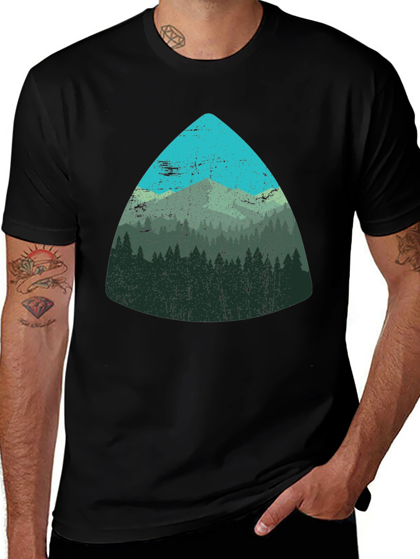 Variant 15 of Mountain Scene Graphic Tee - Soft Black T-Shirt