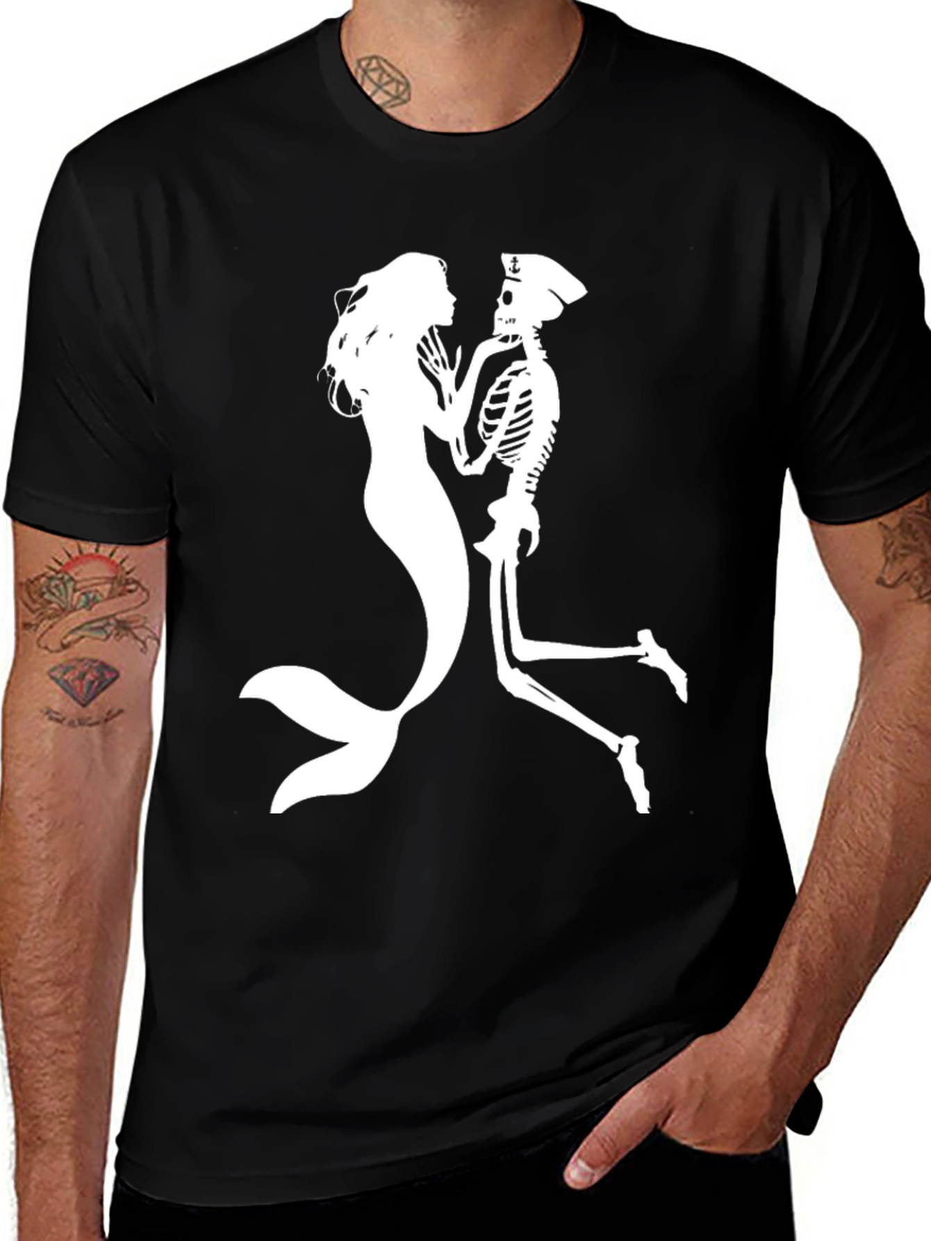 Variant 8 of Mermaid & Skeleton Sailor Graphic T-Shirt