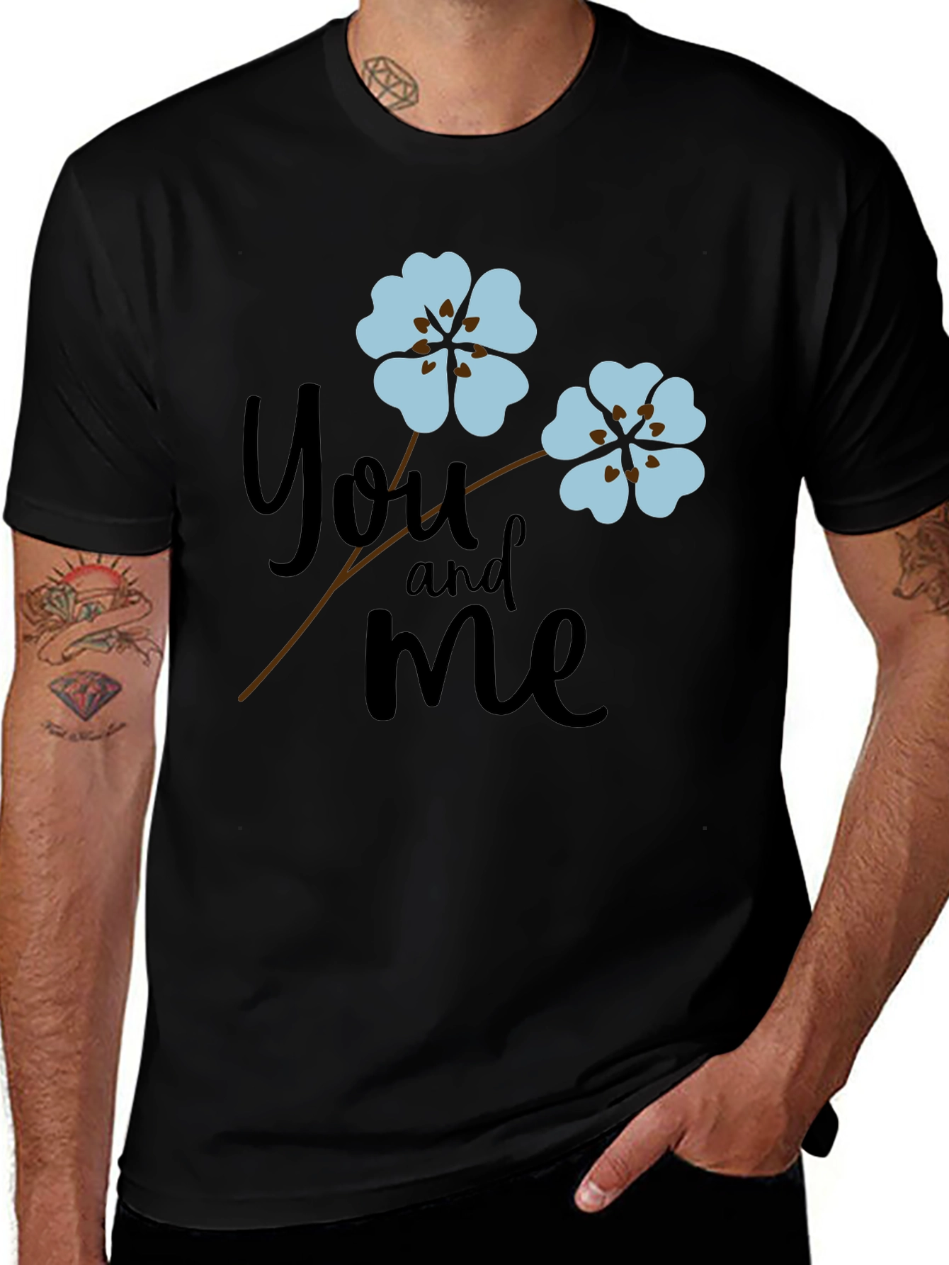 Variant 22 of You and Me Floral Graphic T-Shirt - Black