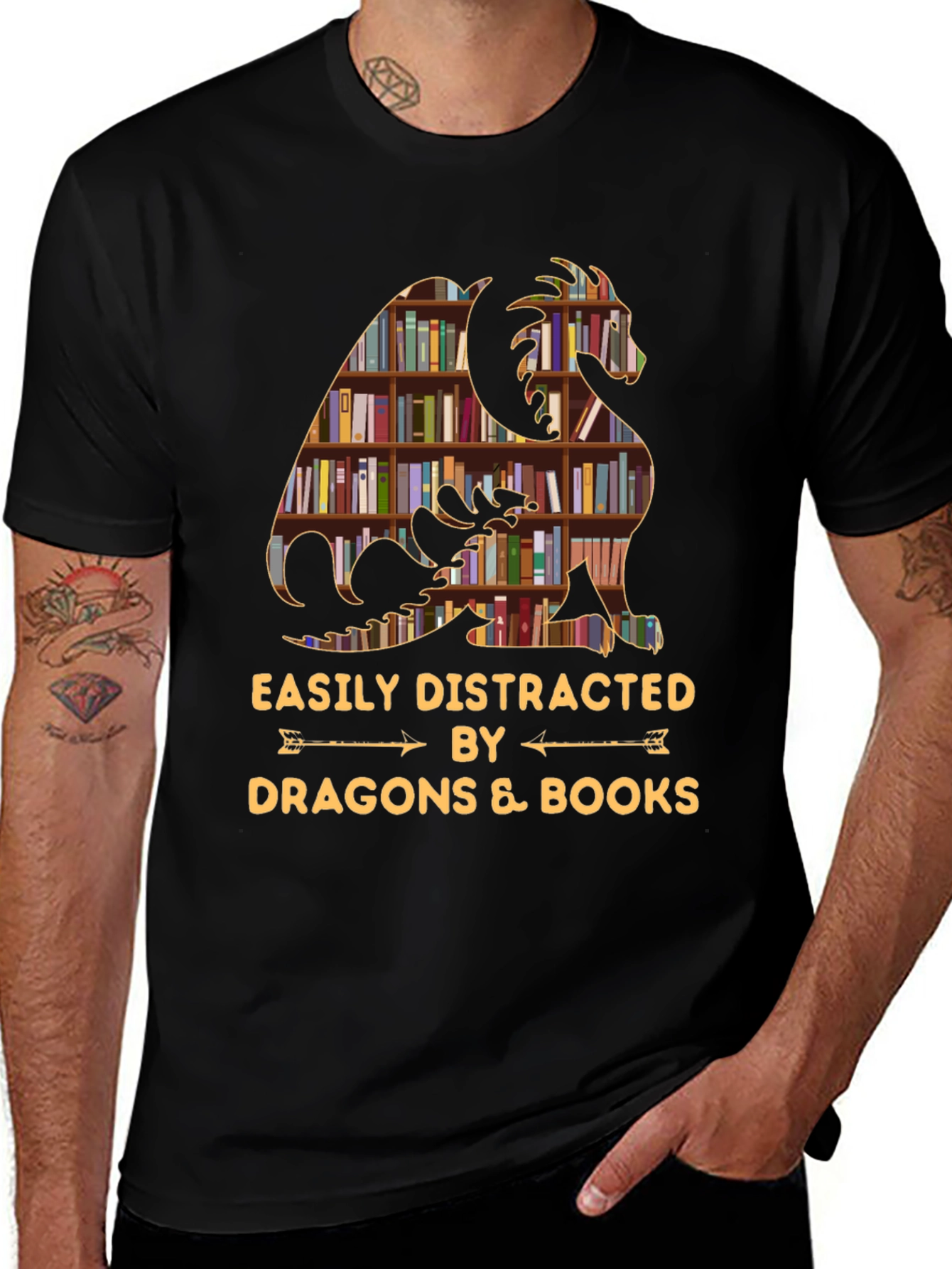 Easily Distracted By Dragons & Books T-Shirt