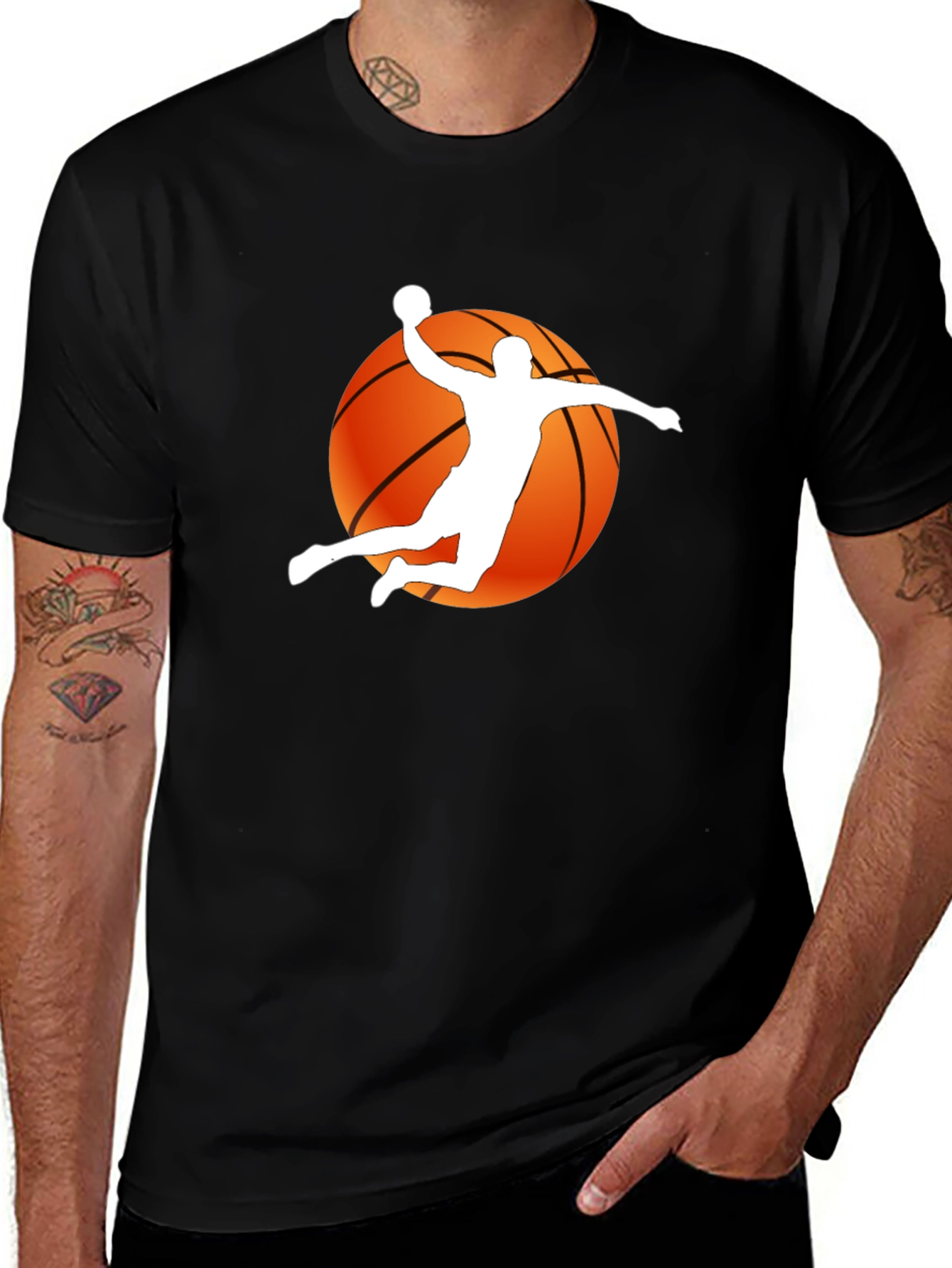 Variant 6 of Basketball Player Graphic Black T-Shirt