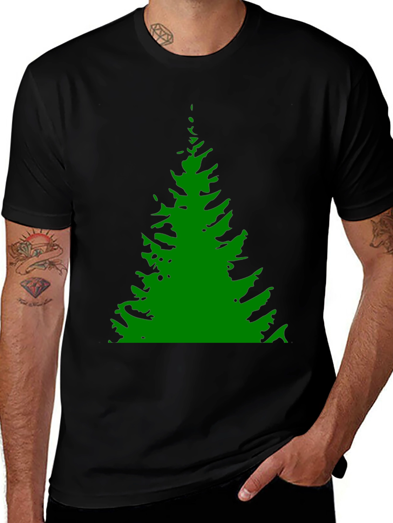 Variant 24 of Green Tree Graphic Tee - Black Casual Shirt
