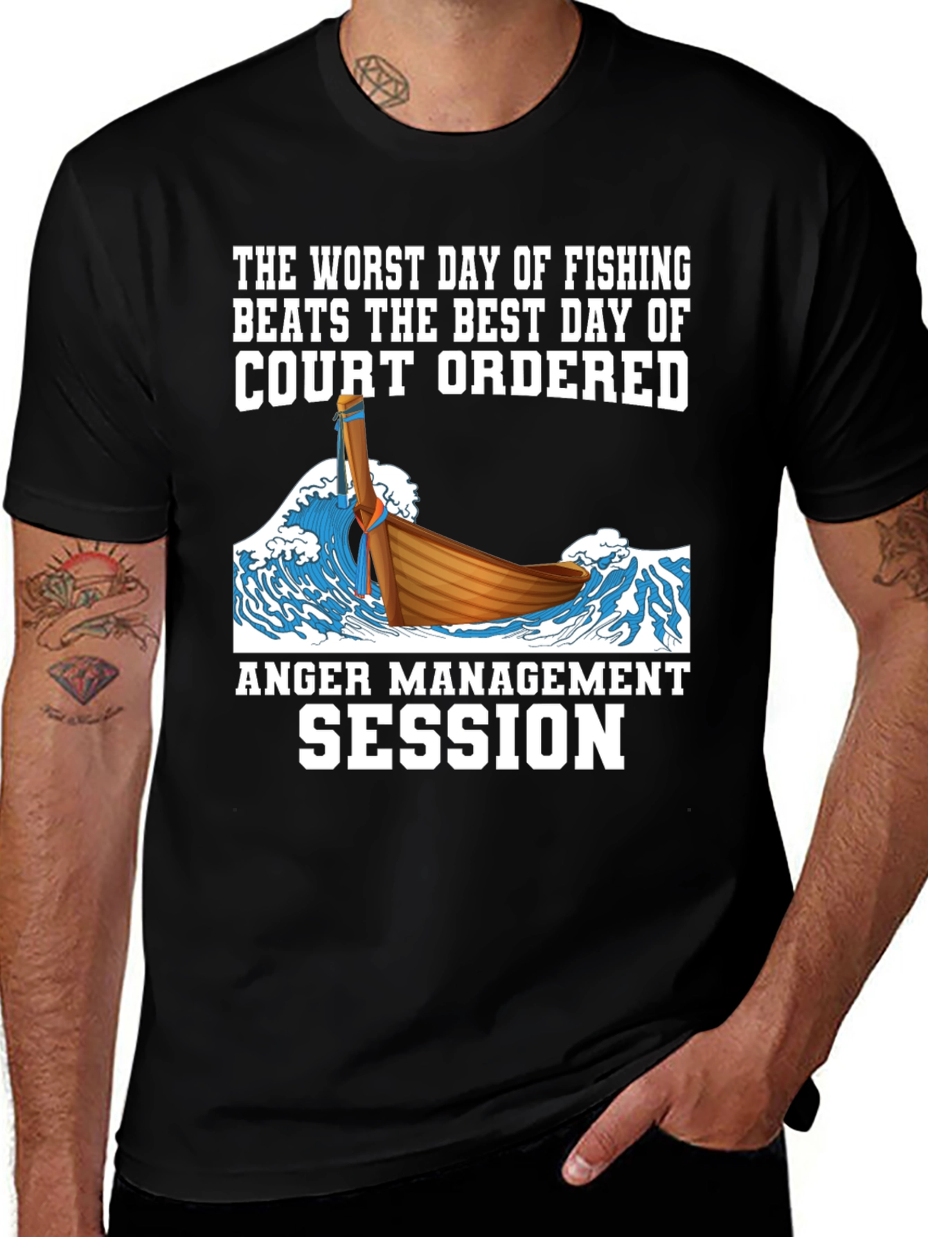 Fishing vs. Court T-Shirt - Anger Management Humor