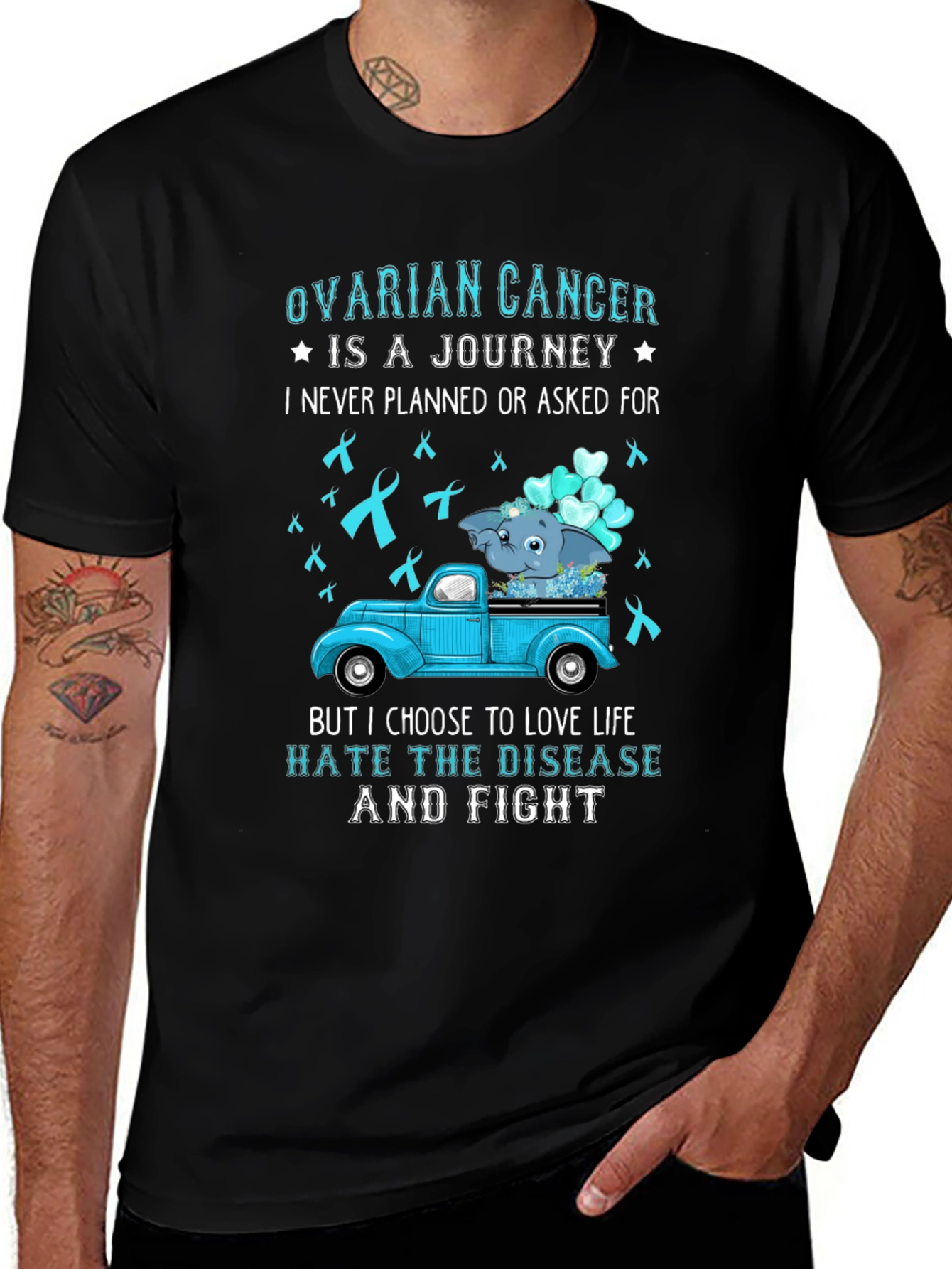 Ovarian Cancer Awareness T-Shirt - Journey & Fight