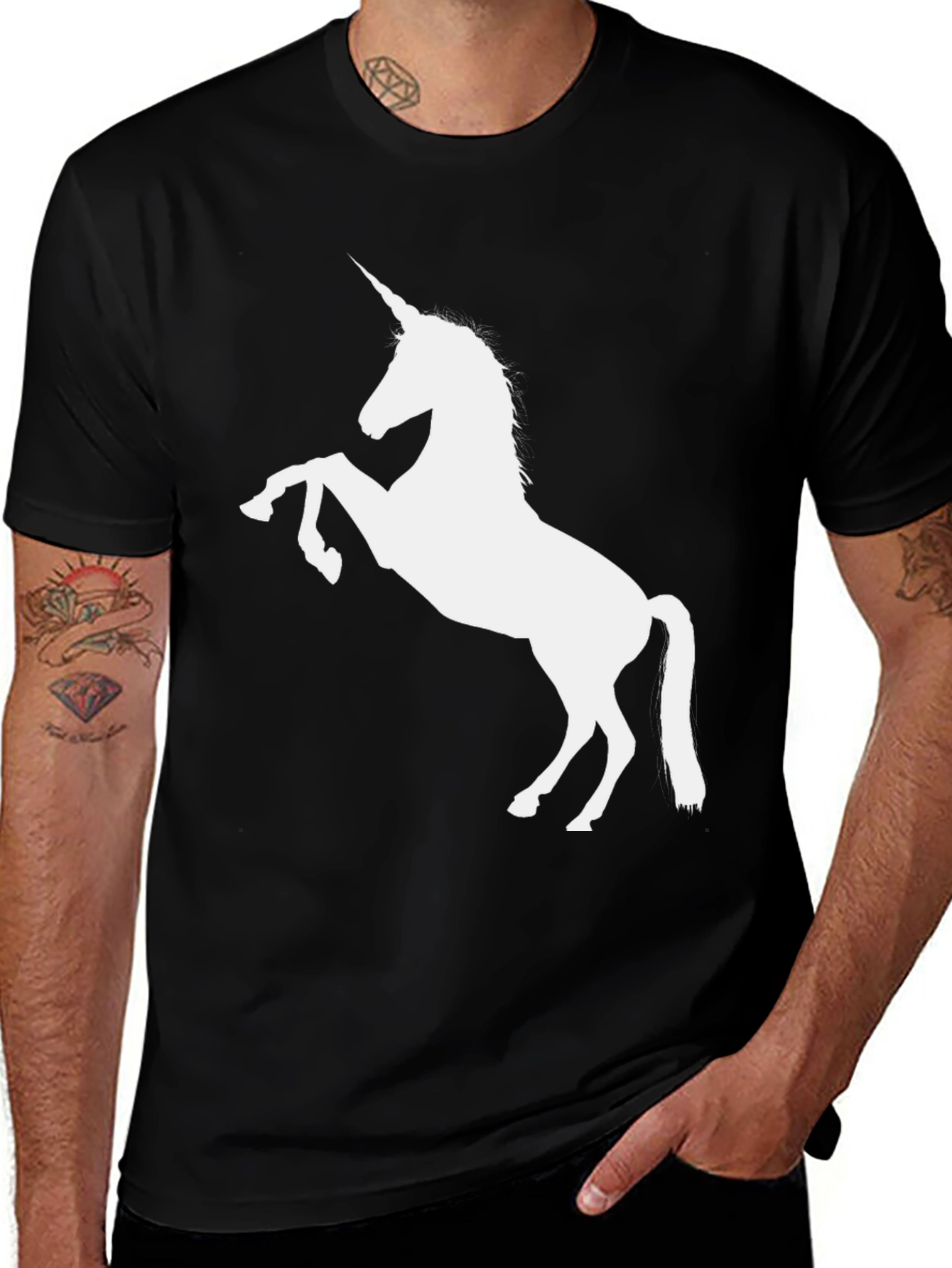Variant 17 of Unicorn Graphic Tee - Black Cotton T-Shirt