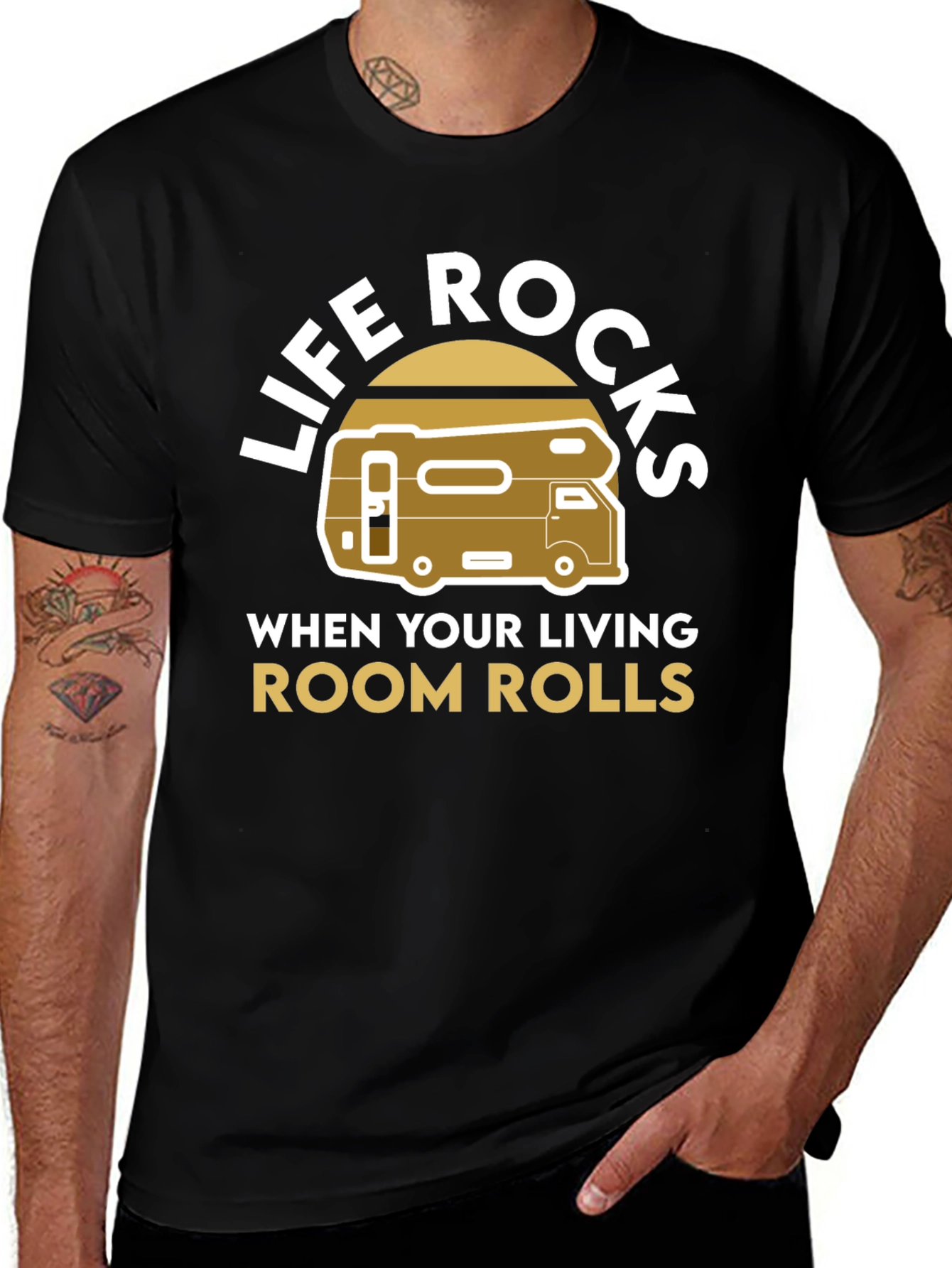 Life Rocks RV T-Shirt - Living Room on Wheels
