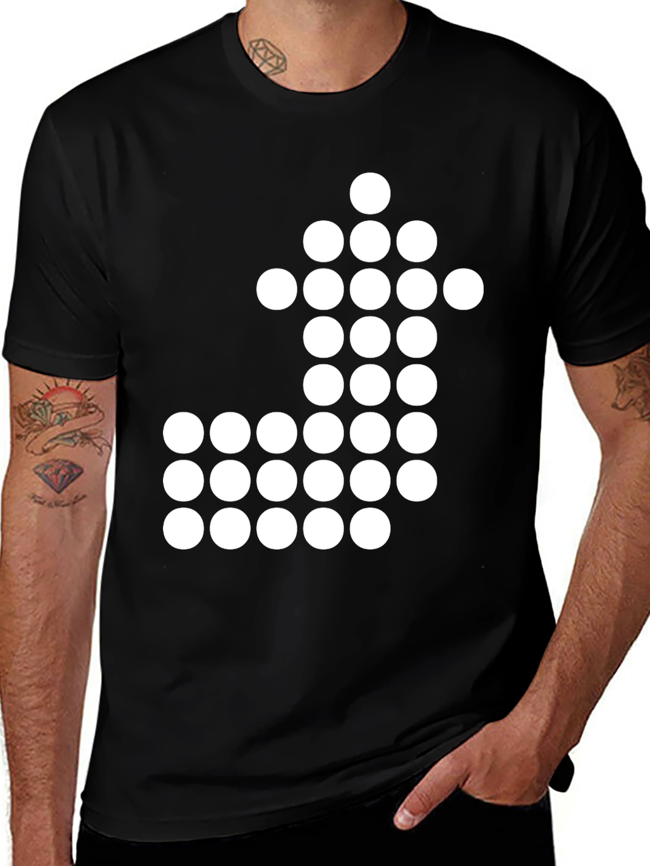 Variant 21 of Retro Dot Arrow Black T-Shirt - Modern Graphic Tee