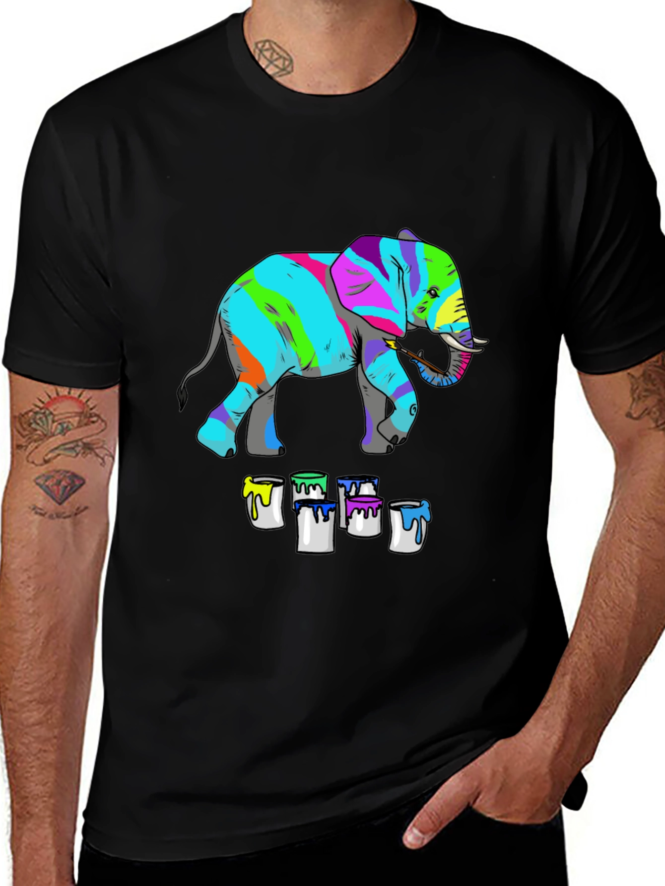 Variant 14 of Colorful Elephant Painting T-Shirt
