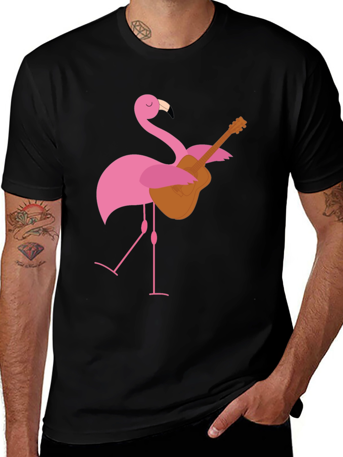 Variant 3 of Flamingo Guitar T-Shirt - Playful Graphic Tee