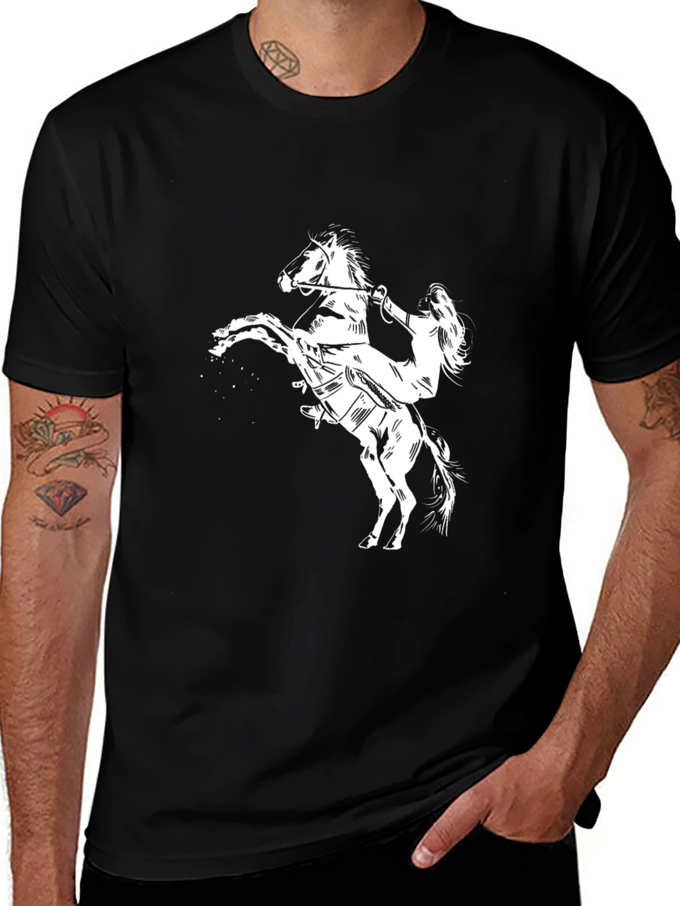 Variant 9 of Horse Rider Graphic Tee - Black Cotton Blend