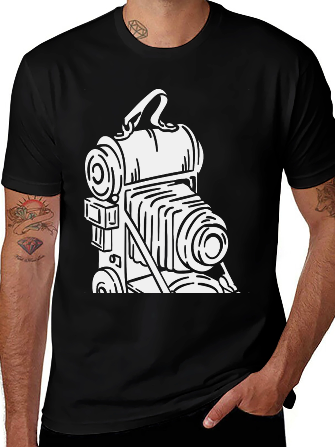 Variant 7 of Vintage Camera Graphic Tee - Black