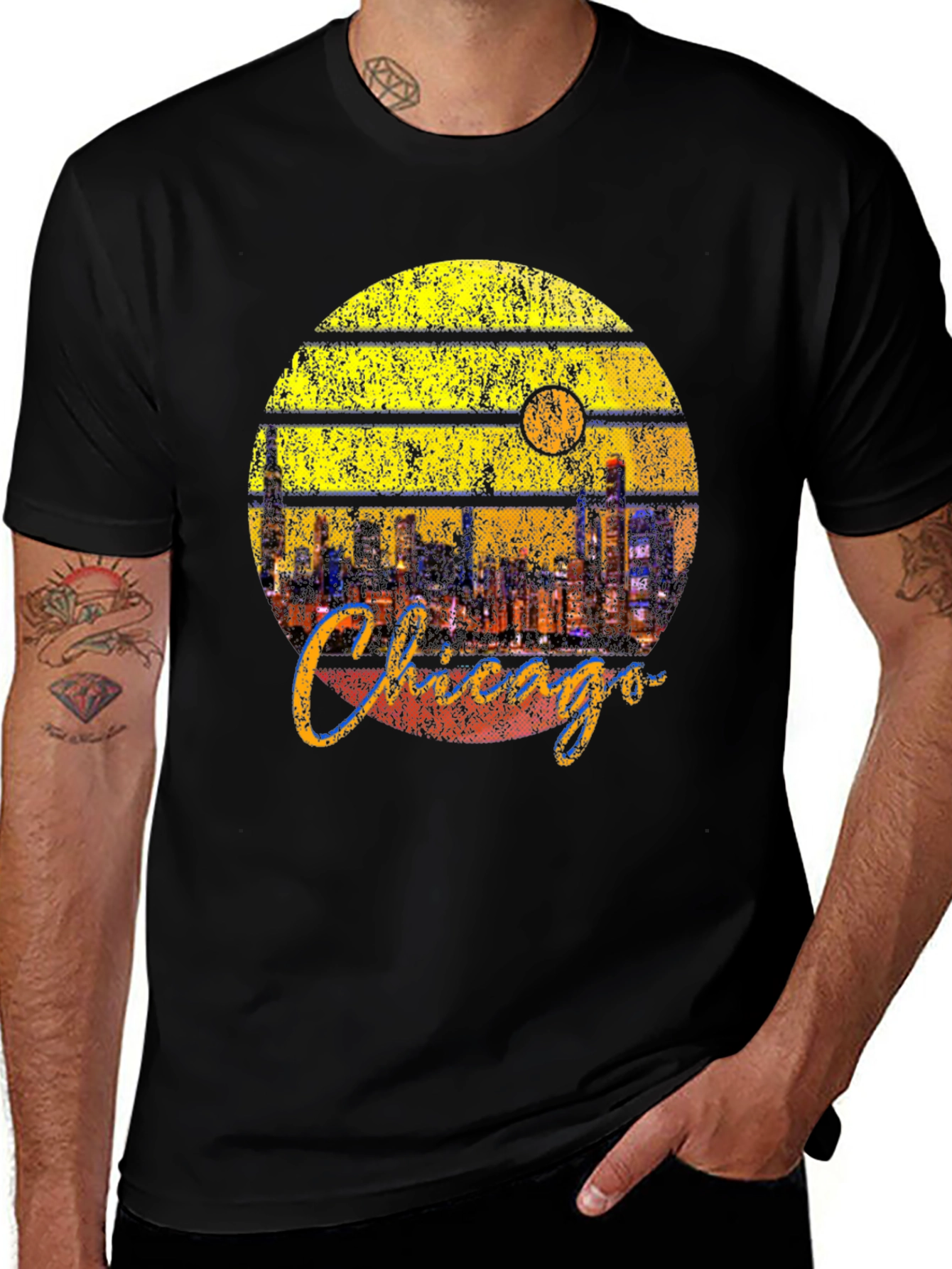 Variant 12 of Chicago Skyline Retro T-Shirt