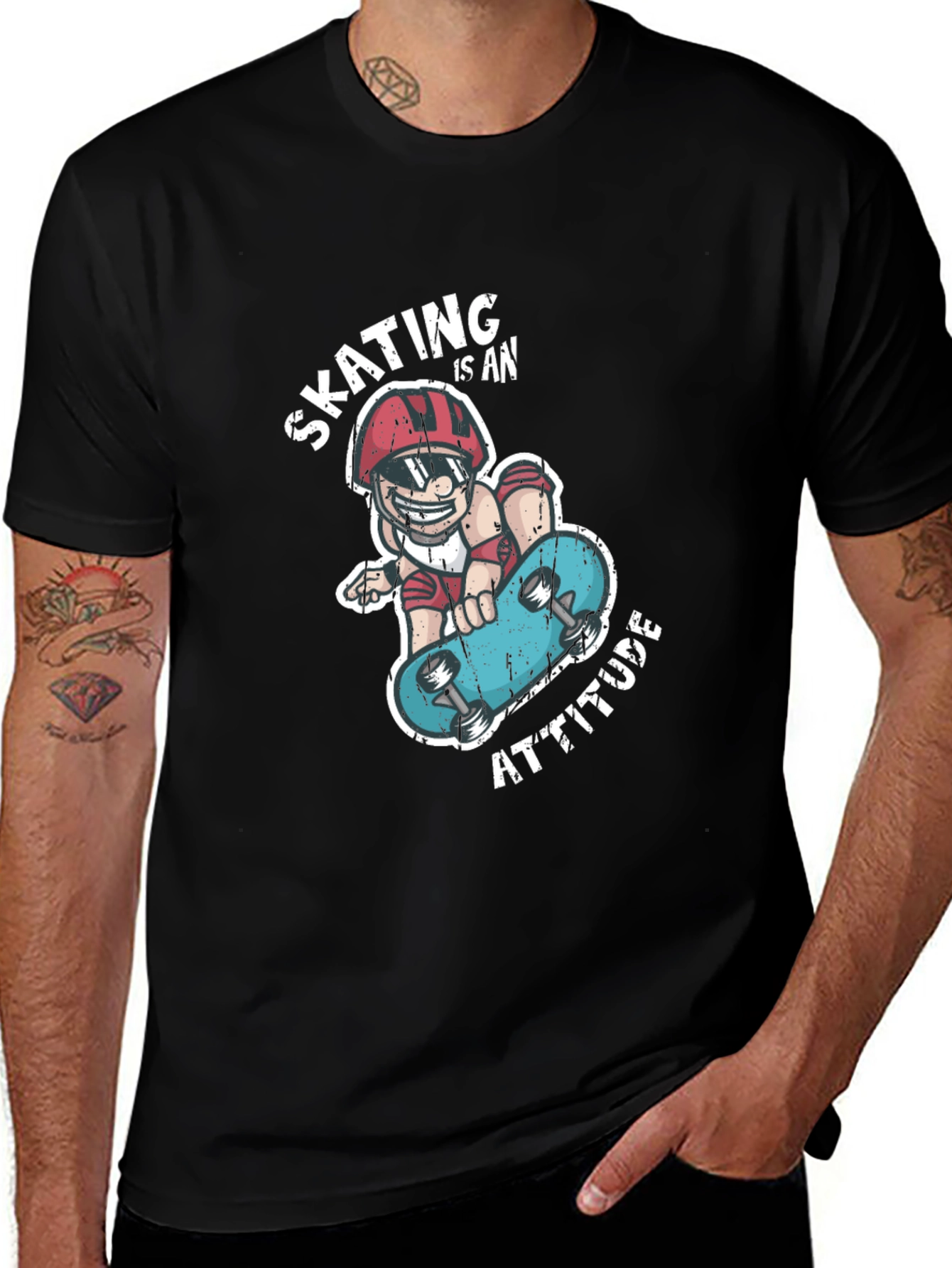 Variant 9 of Skating is an Attitude Graphic Tee - Black